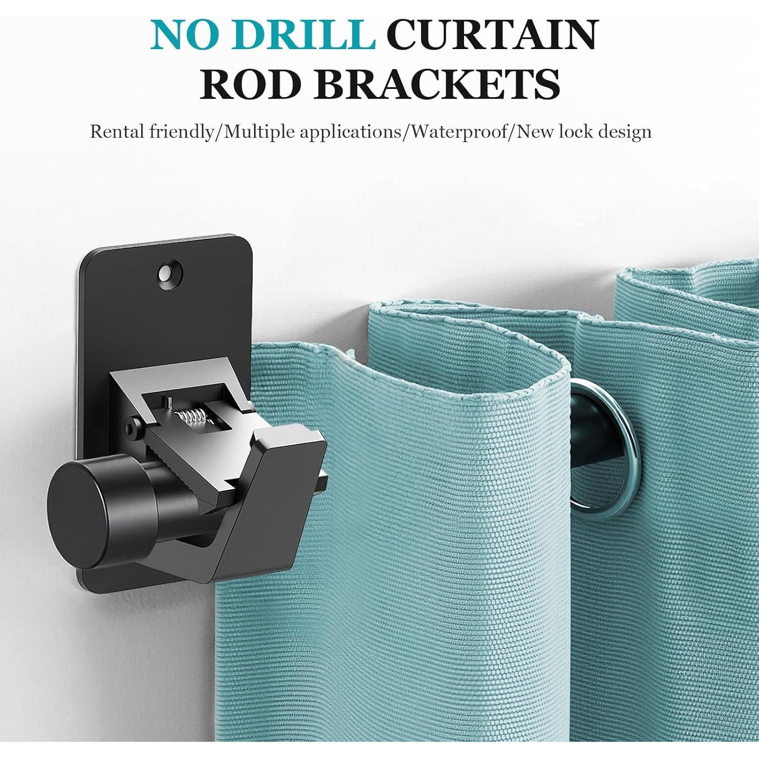 Soportes Adhesivos para Varilla de Cortina BMONATY 4Pcs Negro