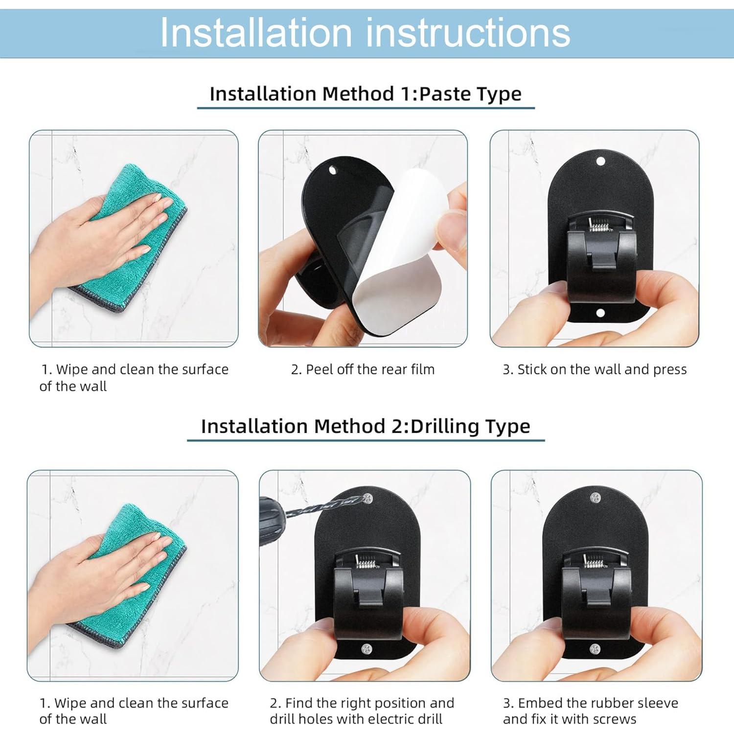 Soporte de Varilla de Cortina Autoadhesivo Cadorasty 4PCS Negro