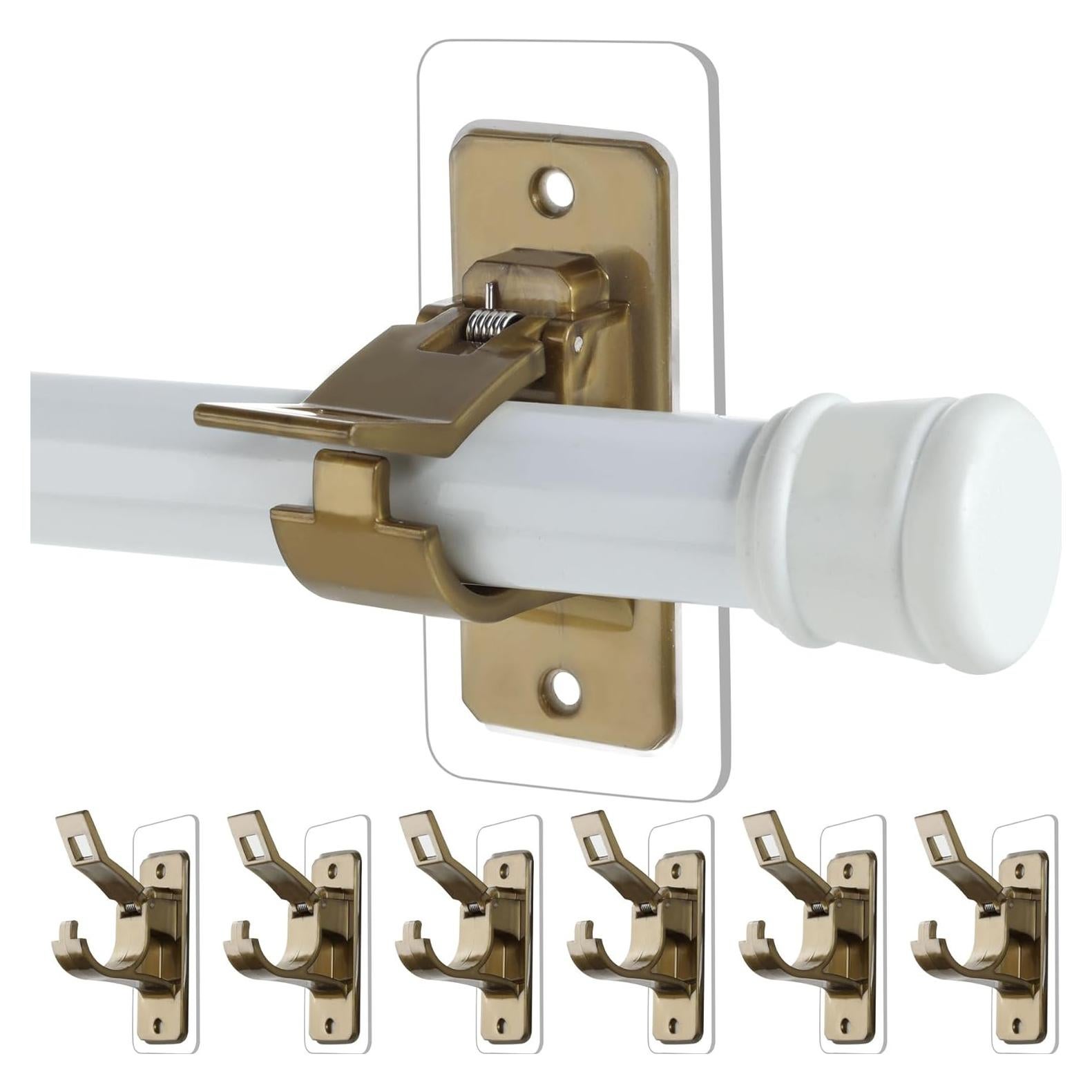 Soportes de Varilla de Cortina Antimbee - Paquete de 6, Marrón Rústico