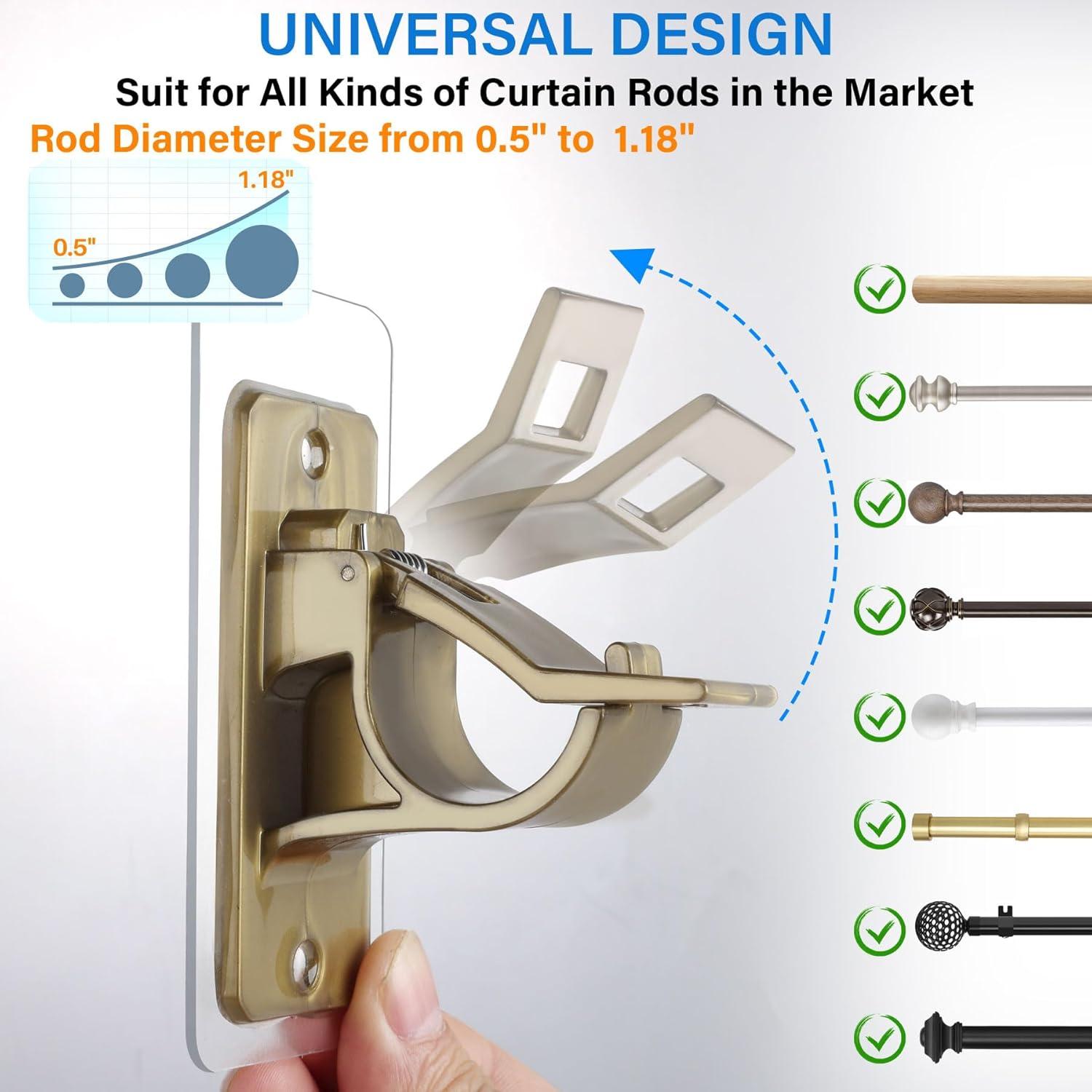 Soportes de Varilla de Cortina Antimbee - Paquete de 6, Marrón Rústico