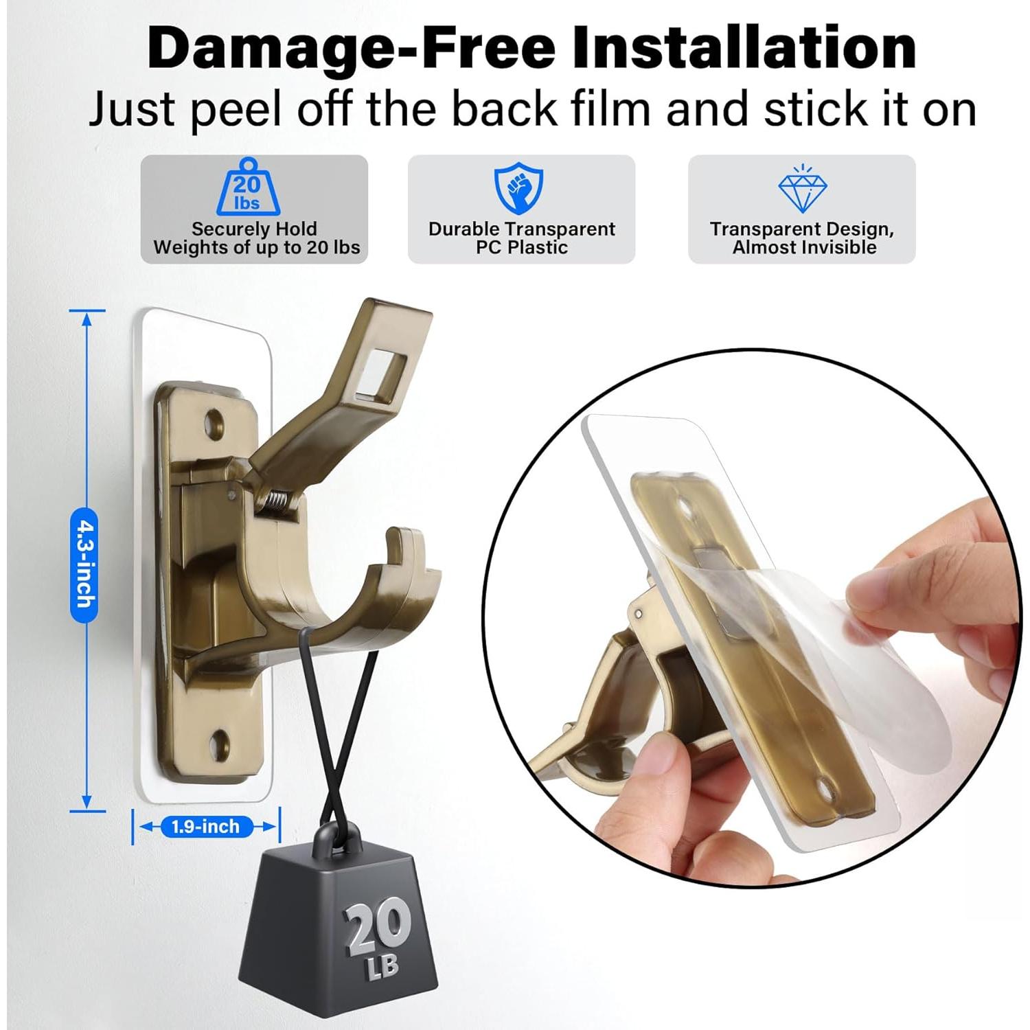 Soportes de Varilla de Cortina Antimbee - Paquete de 6, Marrón Rústico