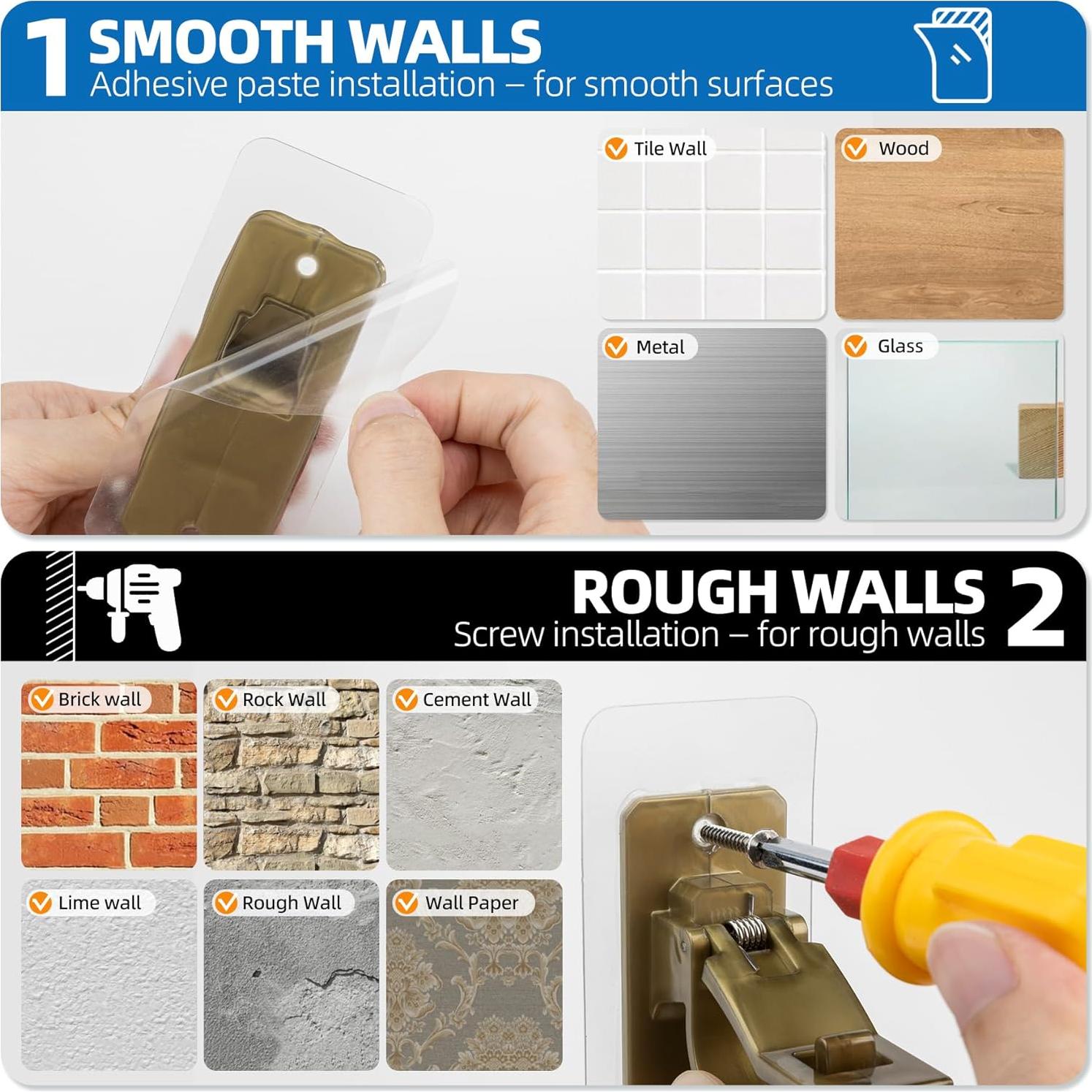 Soportes de Varilla de Cortina Antimbee - Paquete de 6, Marrón Rústico