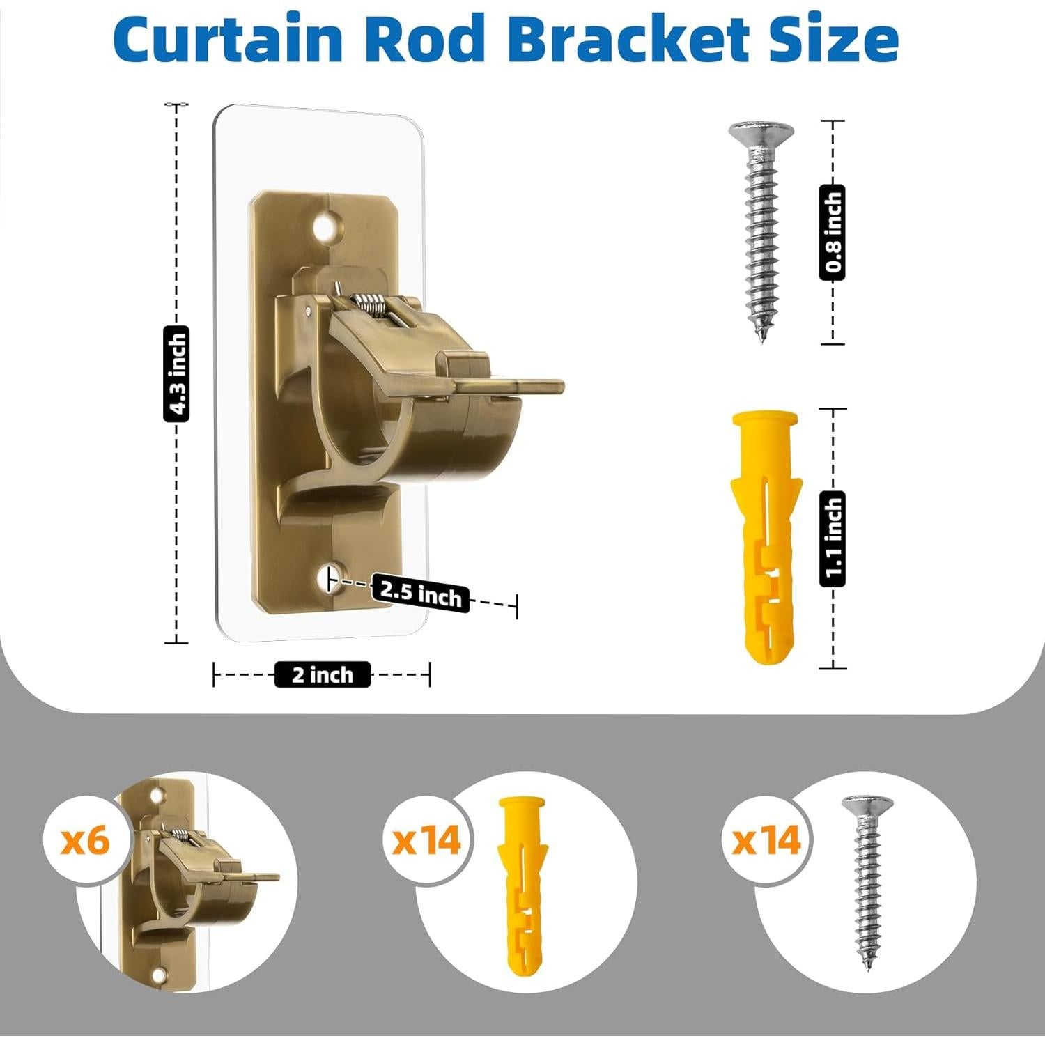 Soportes de Varilla de Cortina Antimbee - Paquete de 6, Marrón Rústico