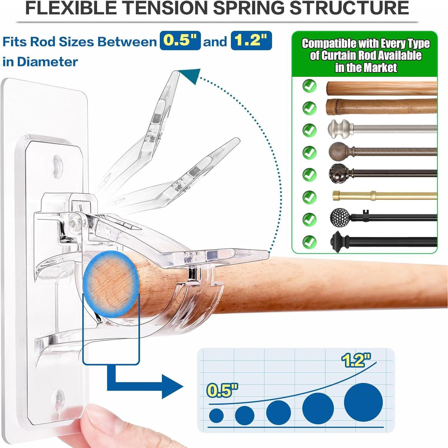 Soportes para Varillas de Cortina ANDGOO 4 Paquete Autoadhesivos
