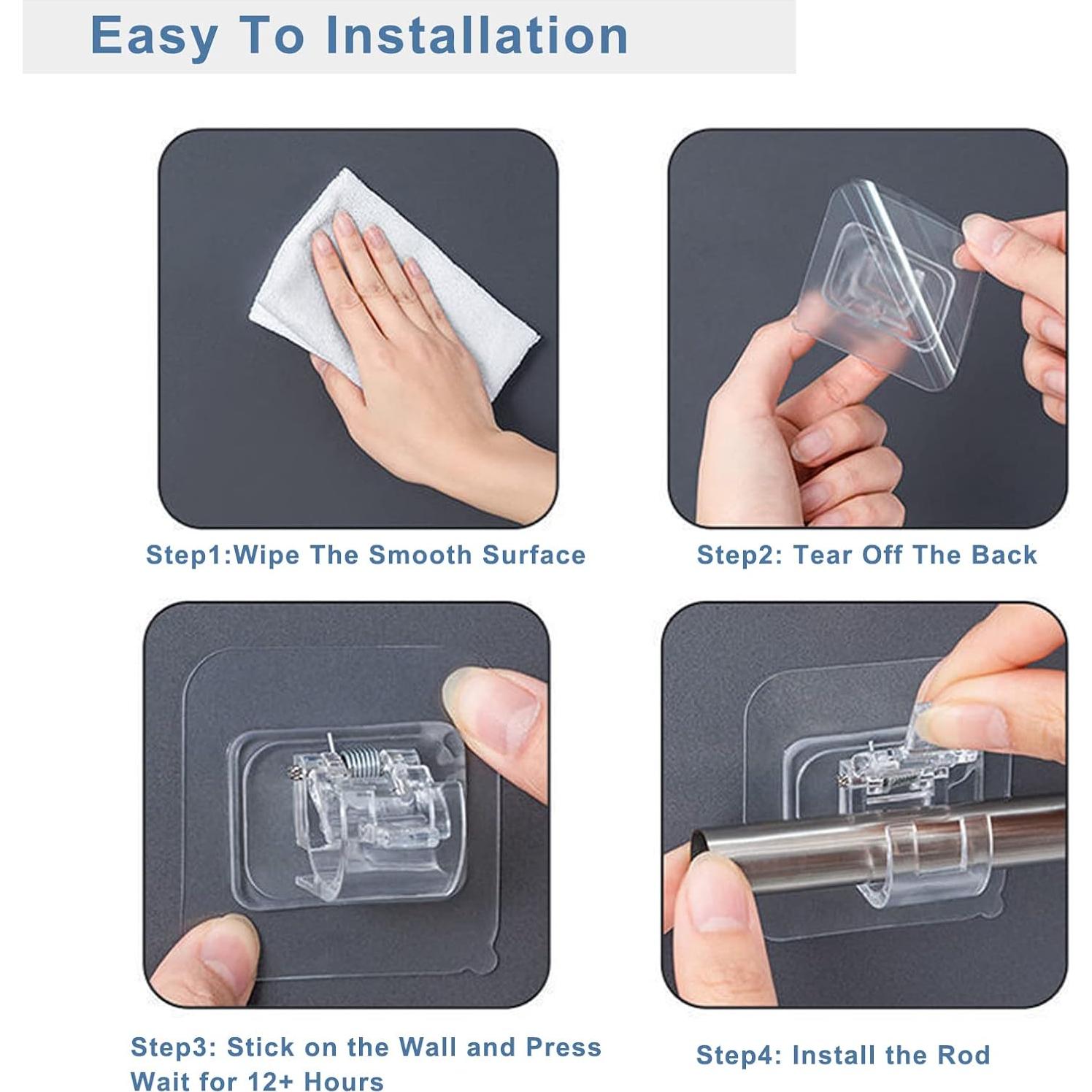 12 Soportes Autoadhesivos para Varillas de Cortina Lengenyen