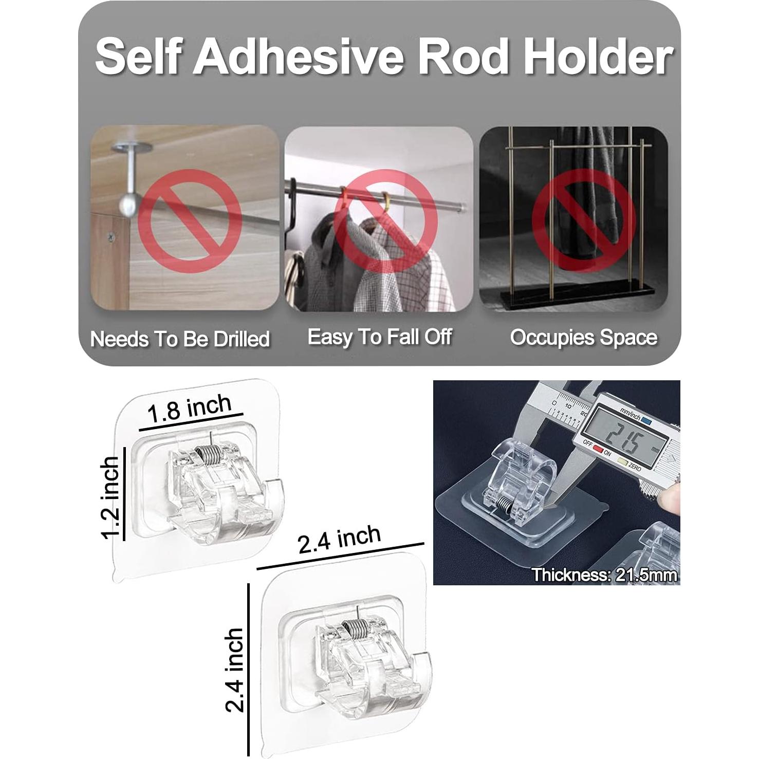 Soporte para Barra de Cortina Sin Perforación Tendiren 16pcs