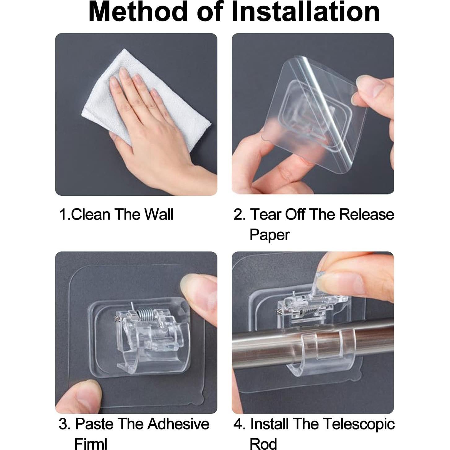Soporte para Barra de Cortina Sin Perforación Tendiren 16pcs
