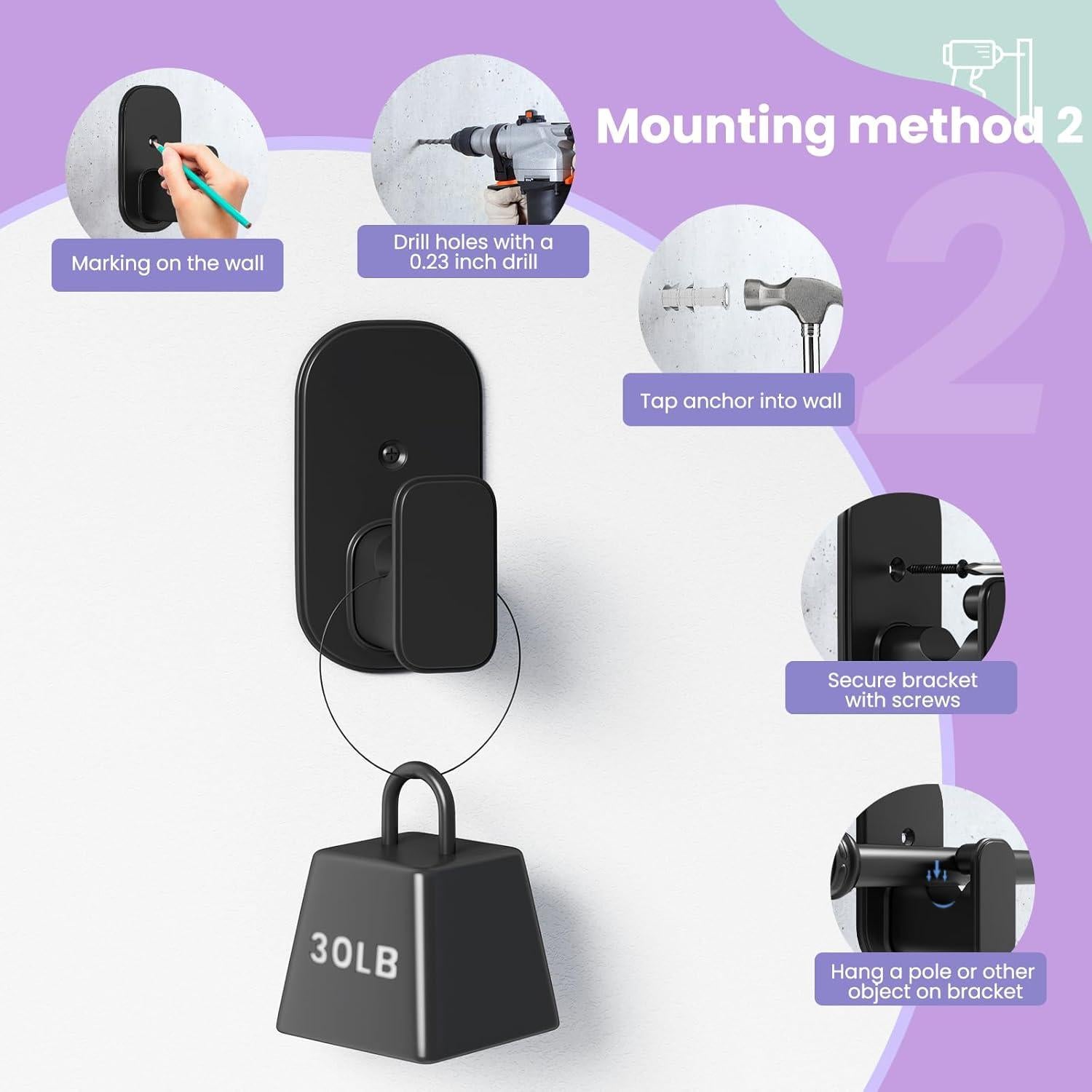 Soportes de Varilla de Cortina Autoadhesivos TKZTKZ 2 Paquete