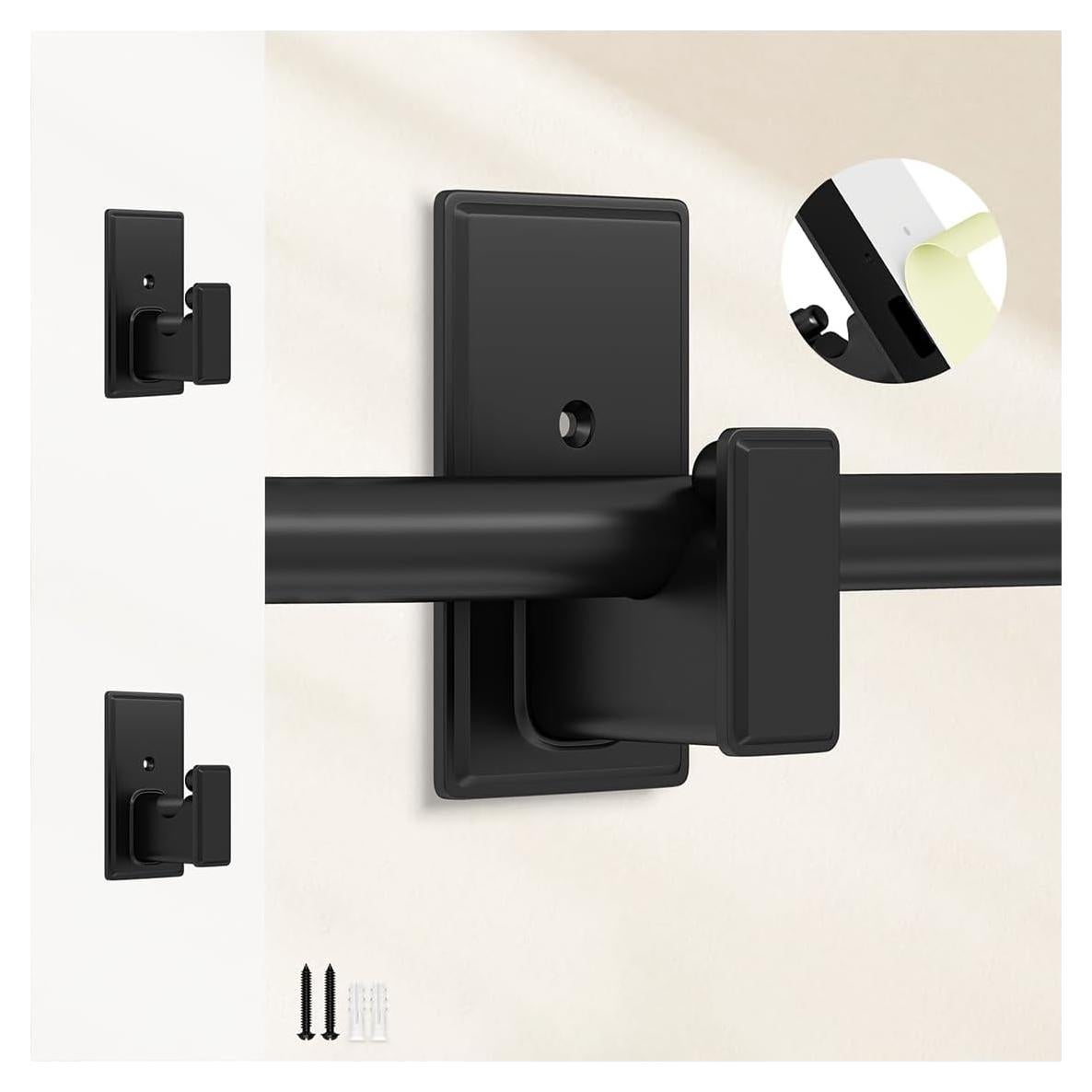 Soportes de Barra de Cortina Sin Taladro TKZTKZ - 2 Piezas Negros