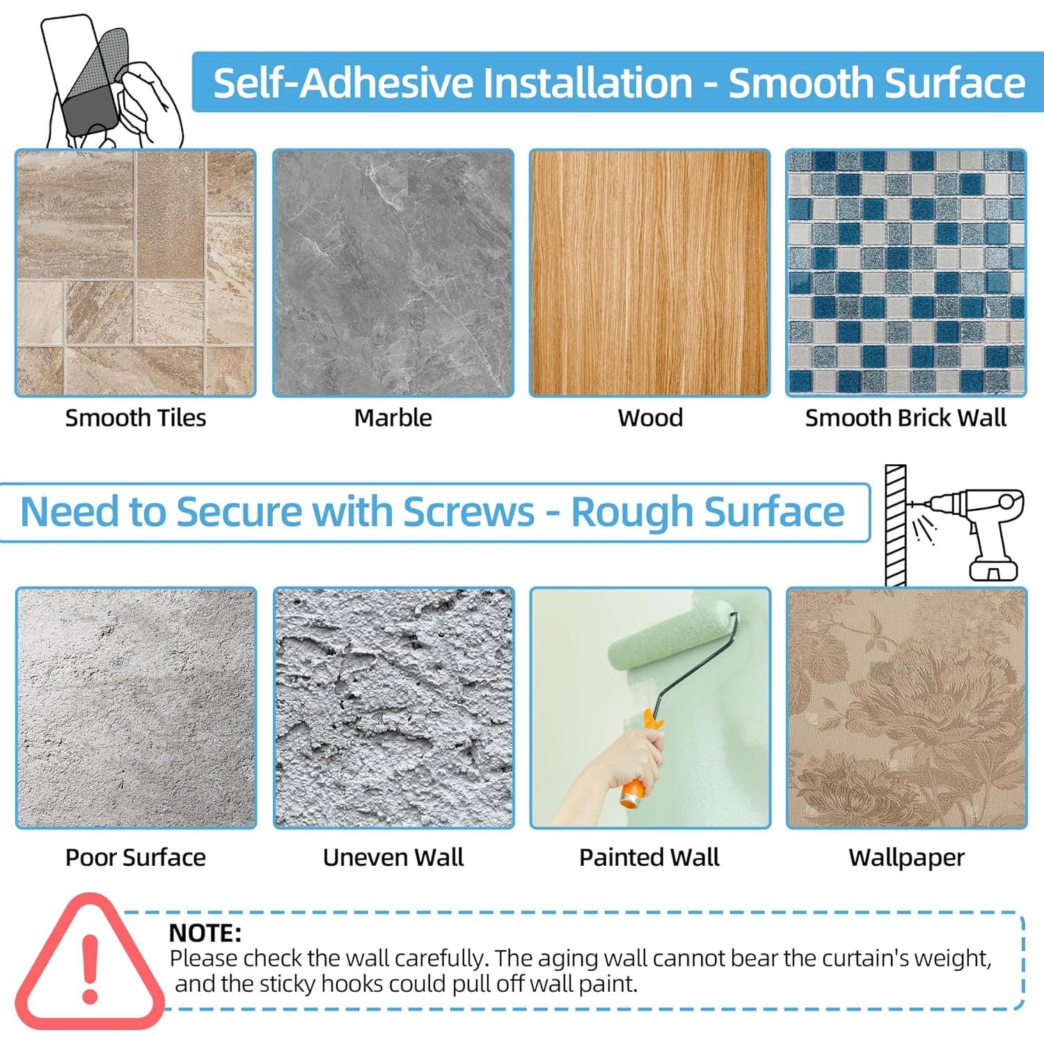 Soportes de Varilla de Cortina Doble Antimbee - Paquete de 6 Adhesivos