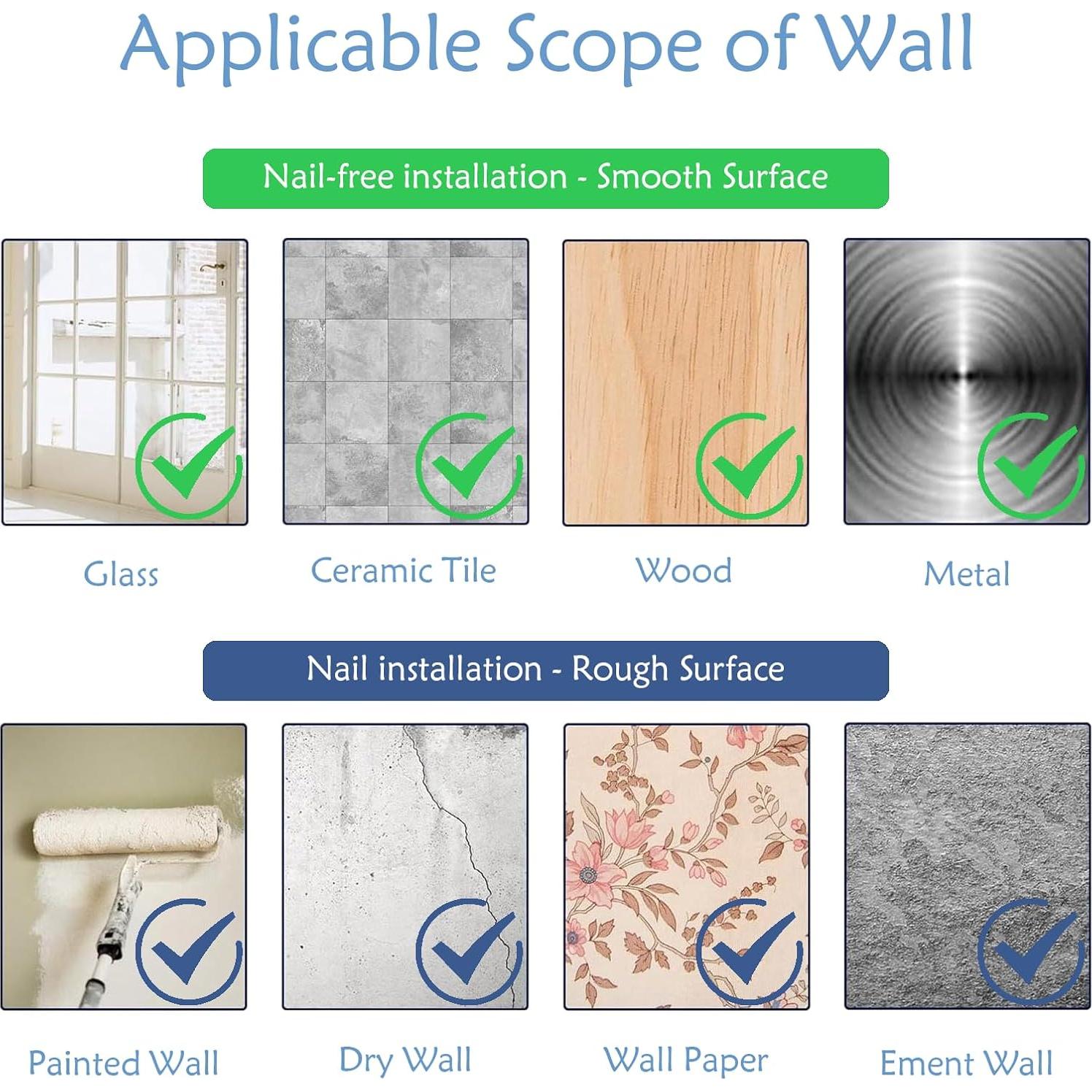 Soportes de Varilla de Cortina Autoadhesivos ZNCZHZN 4Pcs Negro