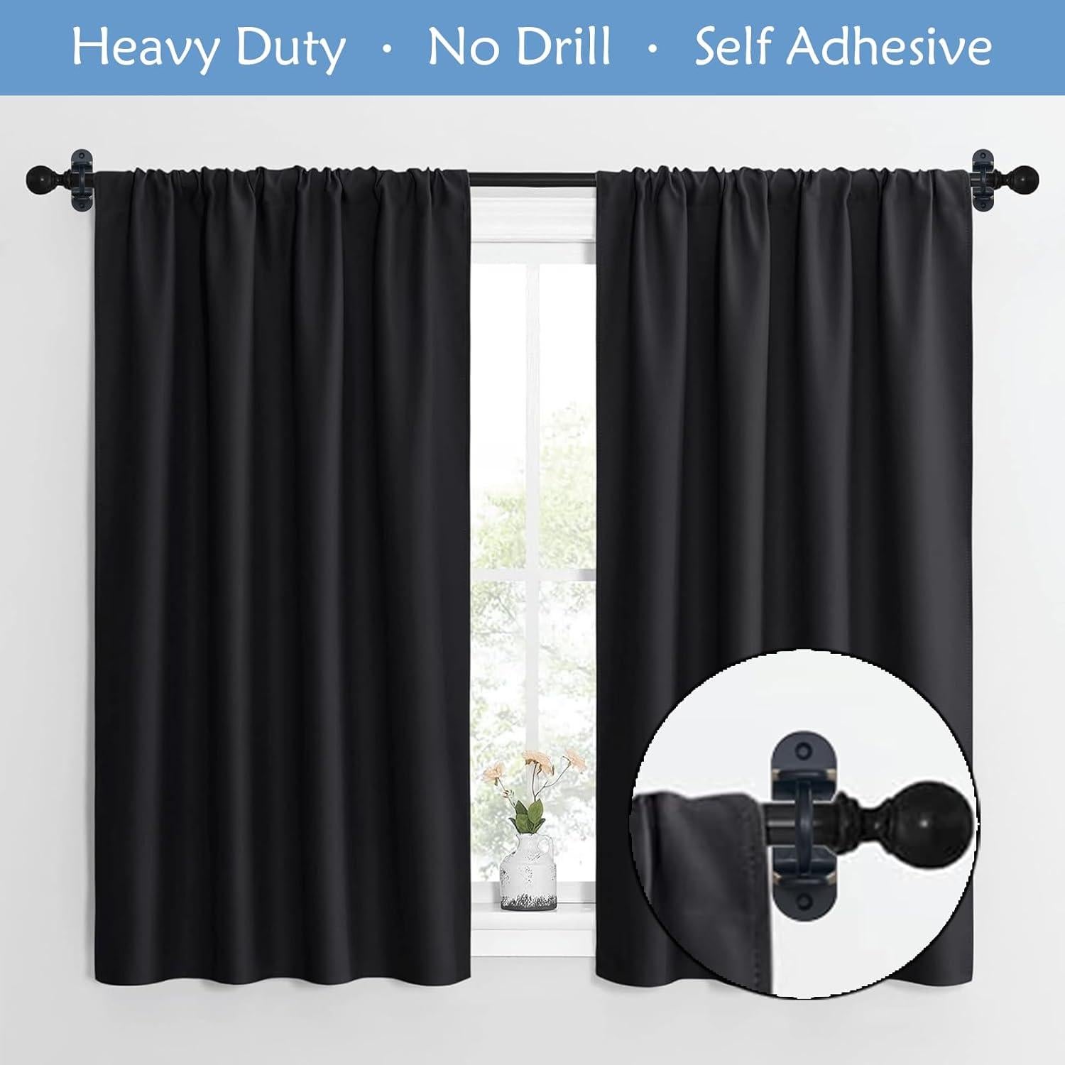 Soportes de Varilla de Cortina Autoadhesivos ZNCZHZN 4Pcs Negro