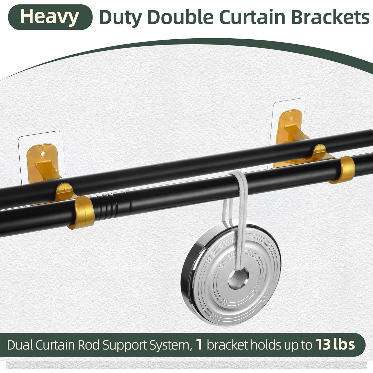 Soporte de Varilla de Cortina Doble Antimbee 6 Paquetes Dorado