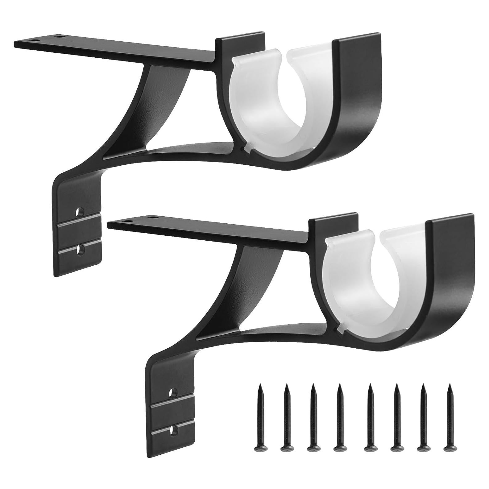 Soportes de barra de cortina sin taladrar Anndason, negro, 2 unidades