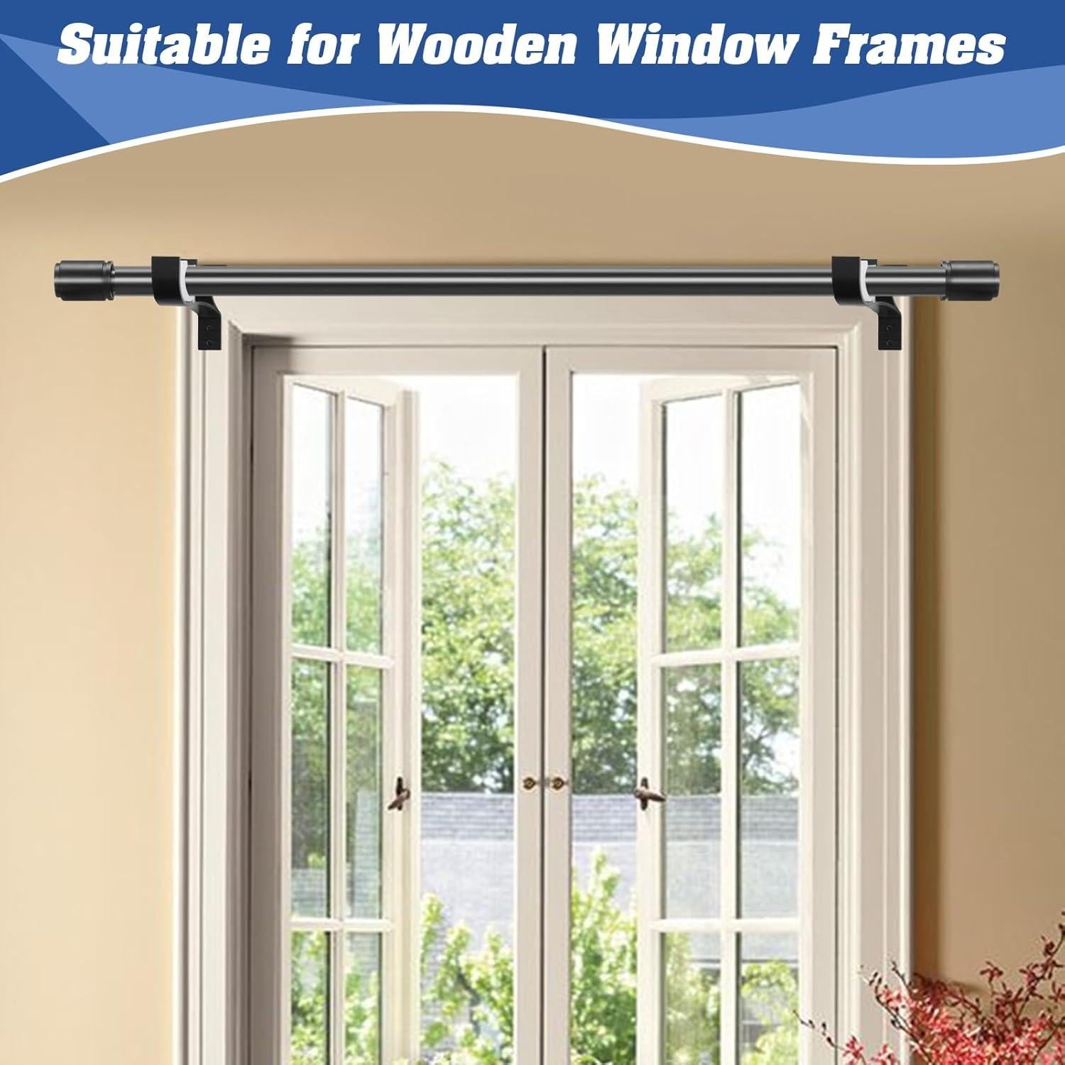 Soportes de barra de cortina sin taladrar Anndason, negro, 2 unidades