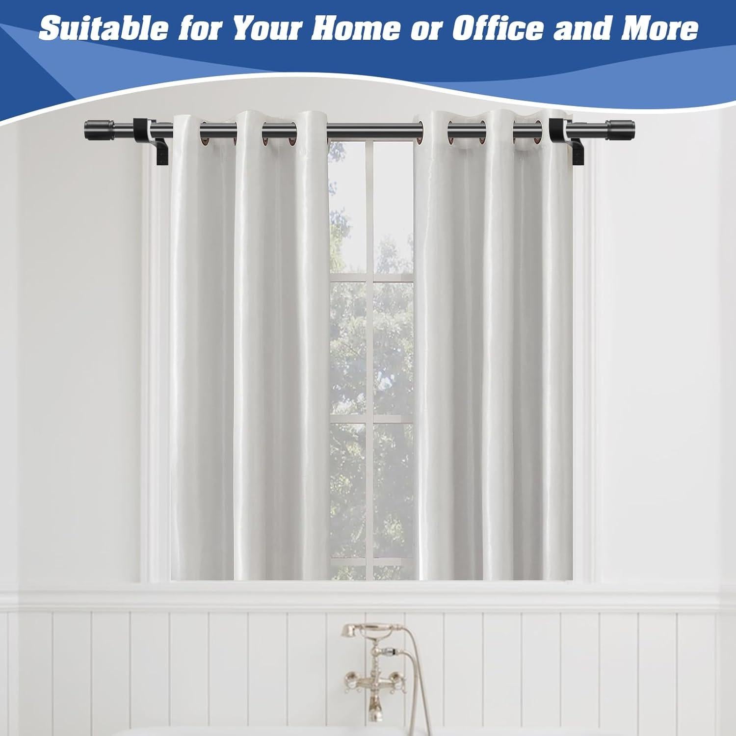 Soportes de barra de cortina sin taladrar Anndason, negro, 2 unidades