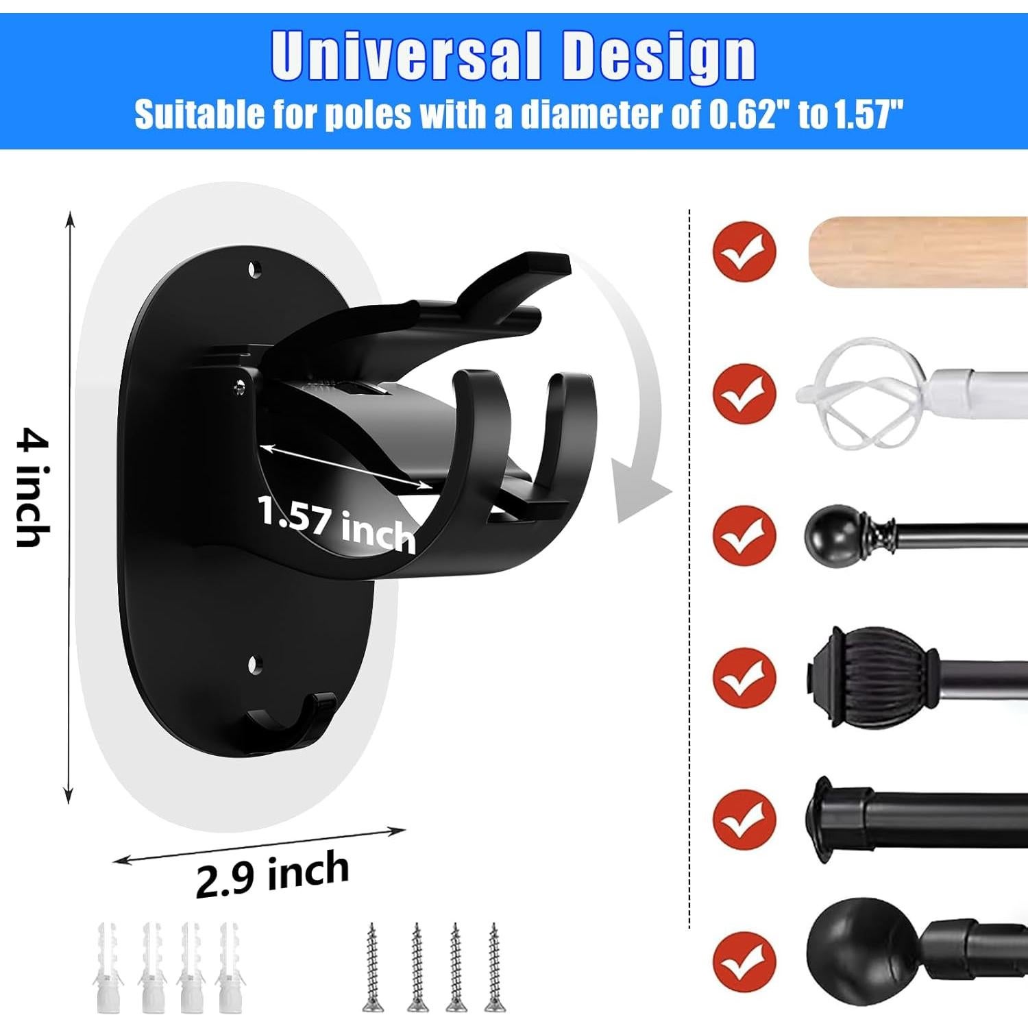 Soportes Adhesivos para Varilla de Cortina MIMARMZ - 2 Piezas