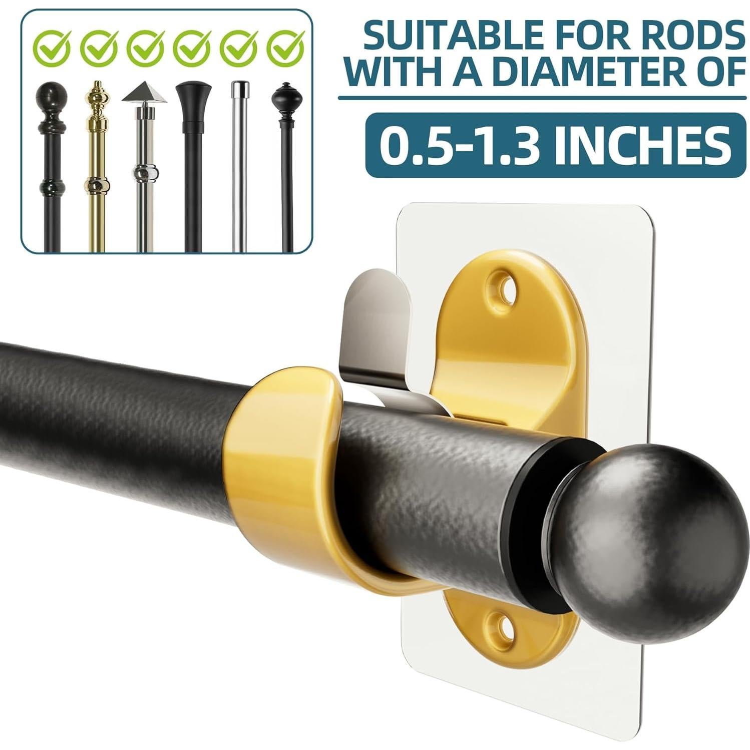 16 Soportes Autoadhesivos para Barra de Cortina Dorado - 8.2kg