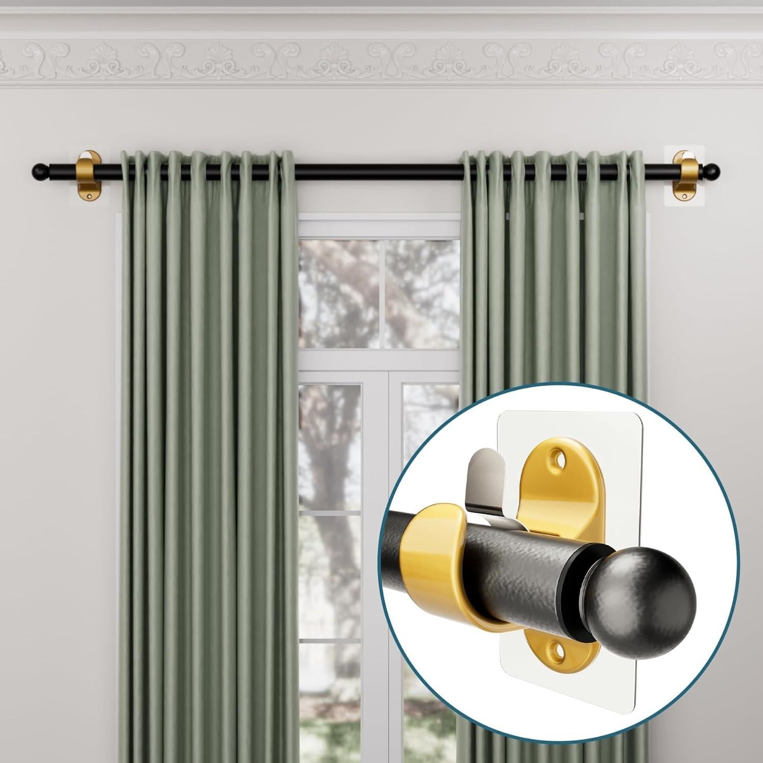 16 Soportes Autoadhesivos para Barra de Cortina Dorado - 8.2kg