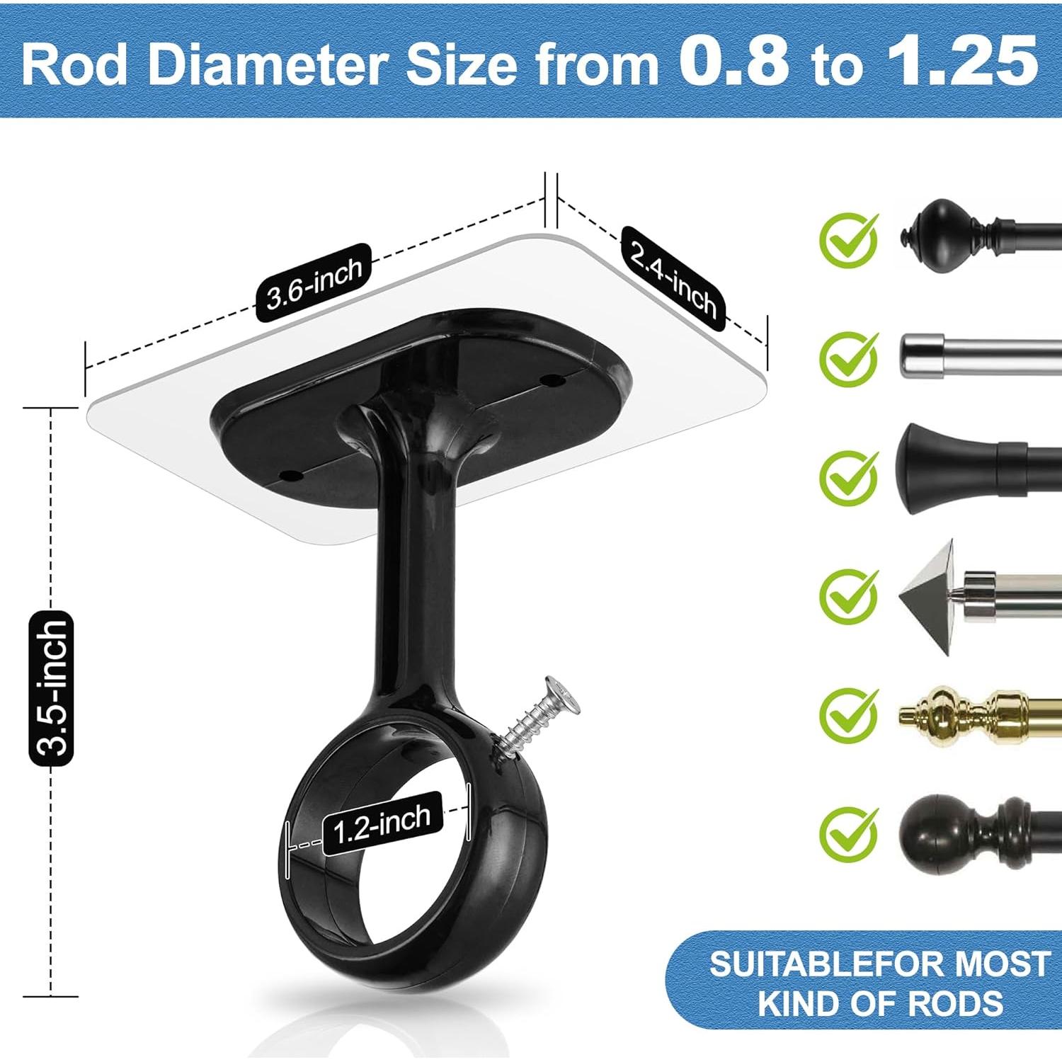 Soportes Adhesivos para Varilla de Cortina Doble Amuille 4 Unidades