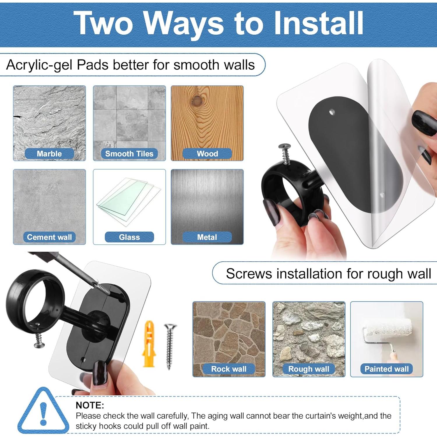 Soportes Adhesivos para Varilla de Cortina Doble Amuille 4 Unidades