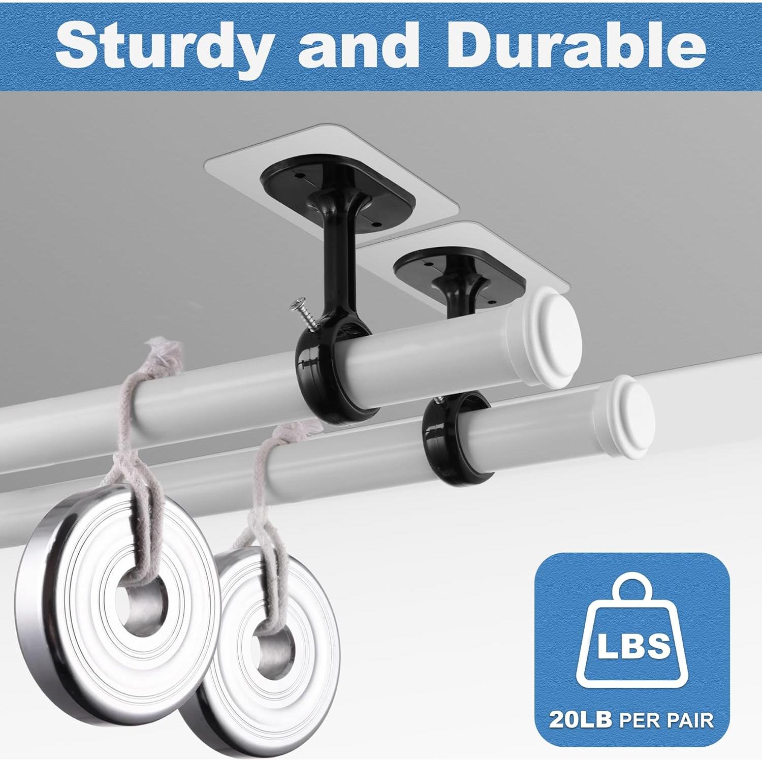 Soportes Adhesivos para Varilla de Cortina Doble Amuille 4 Unidades