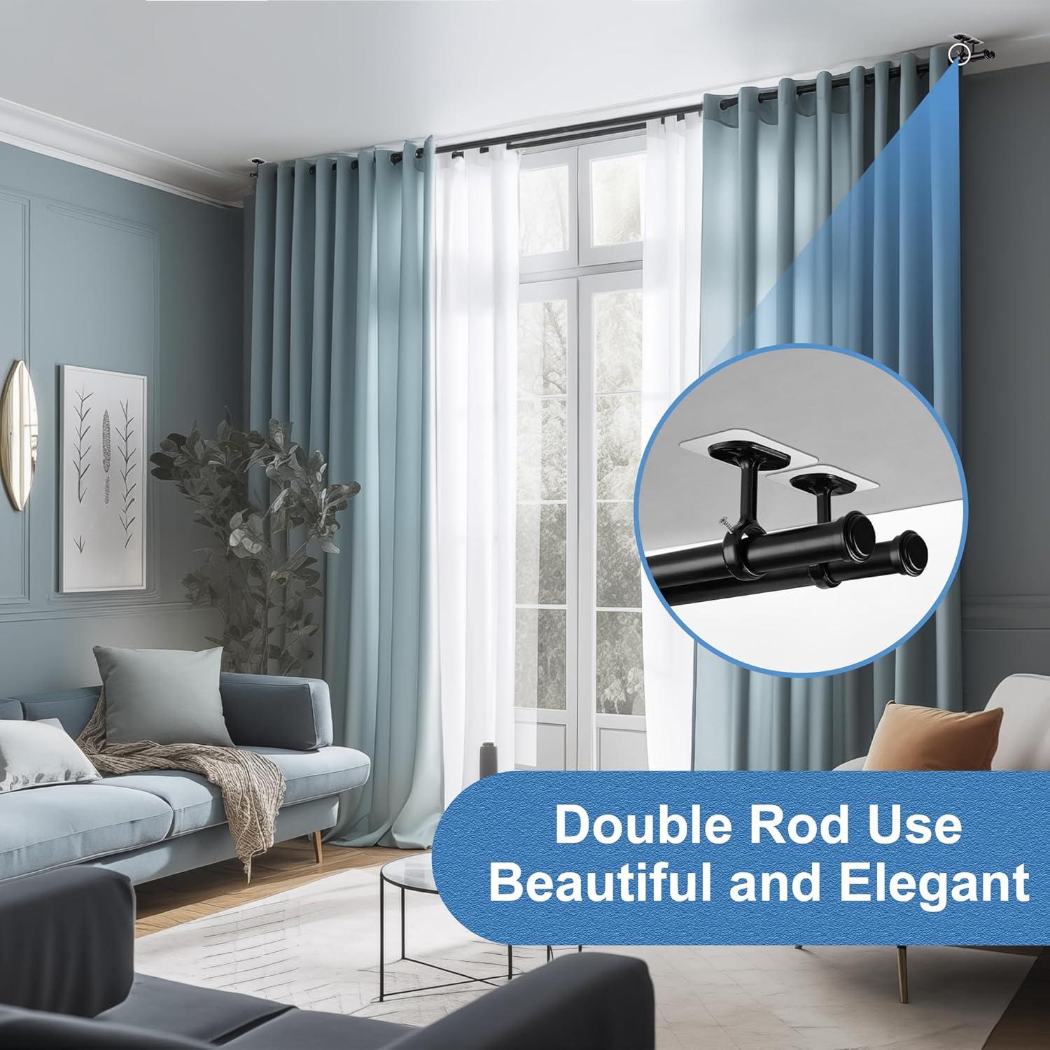 Soportes Adhesivos para Varilla de Cortina Doble Amuille 4 Unidades