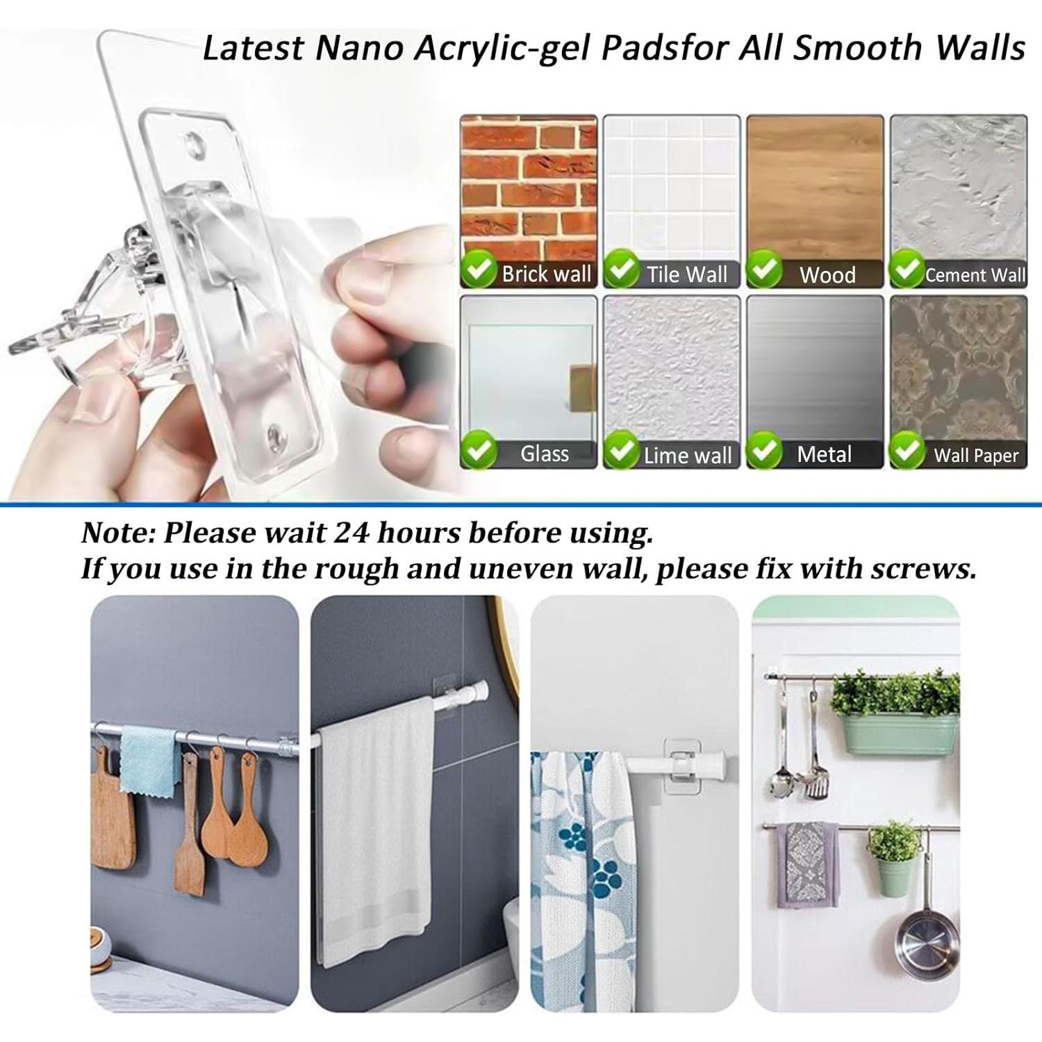 Soportes de Varilla de Cortina Autoadhesivos Kvoike 4 Piezas