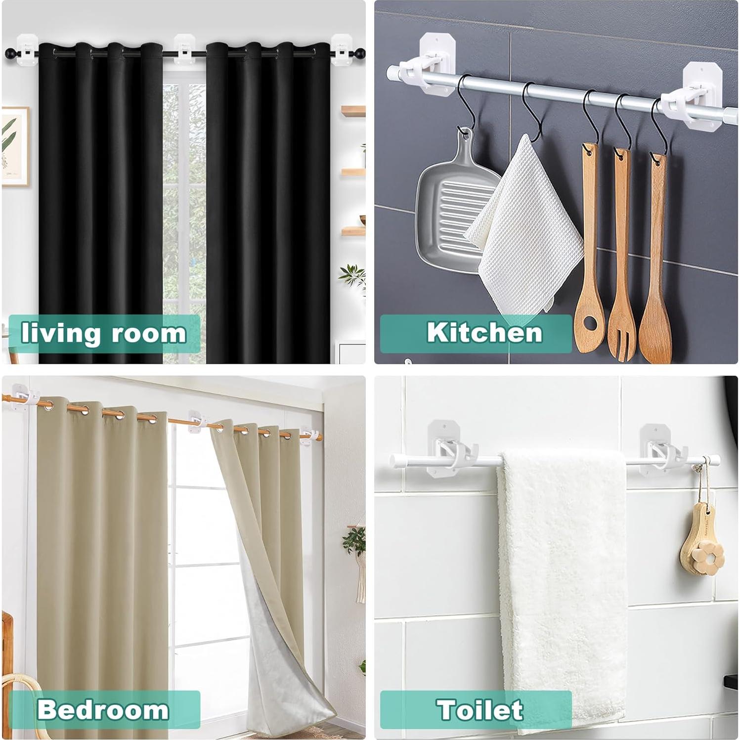 Soportes de Barra de Cortina Sin Taladro Codoule 4PCS Blanco