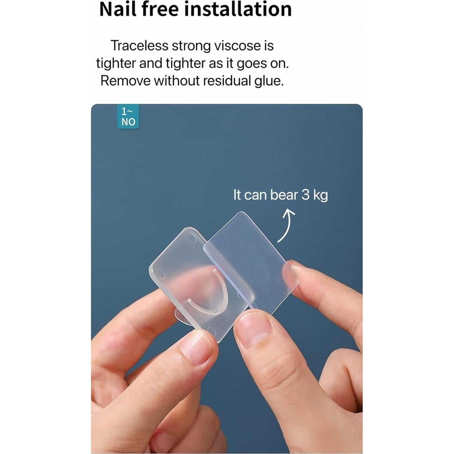 LADYMOON Adhesive Shower Curtain Rod Holder 4 Pack,Transparent Tension Bracket,No Drilling(Not Included Rod)（Only For Rods Less Than 1 Inch in Diameter at Both Ends）