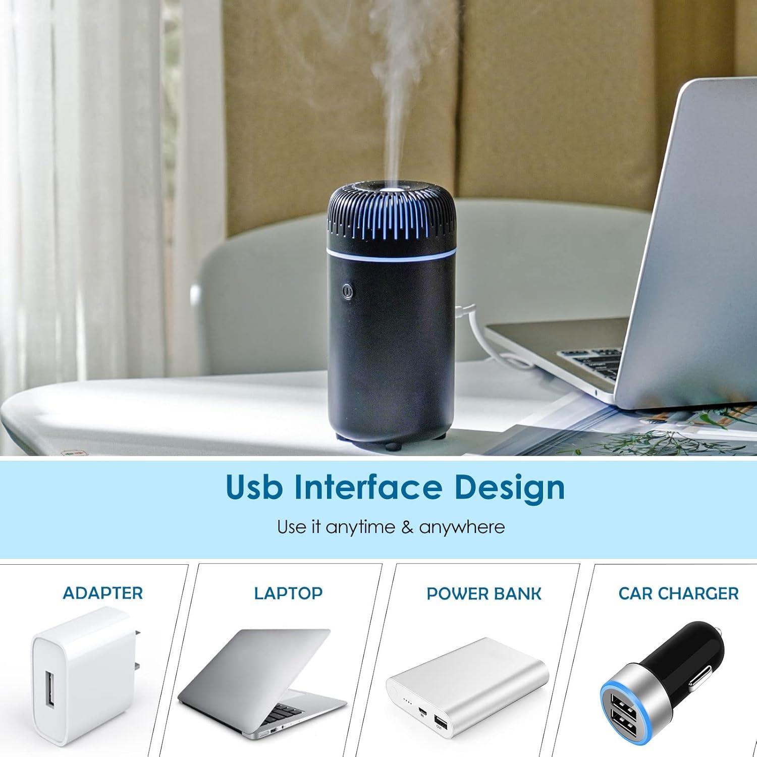 Difusor de Aire Humidificador USB UrrSovv 100ml Negro Portátil