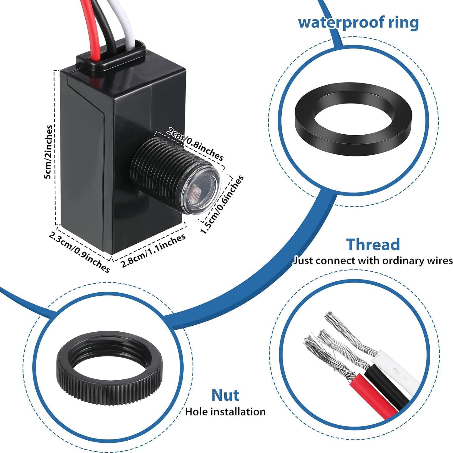 Sensor Fotoeléctrico Flutesan 3 Piezas 120-277V Exterior