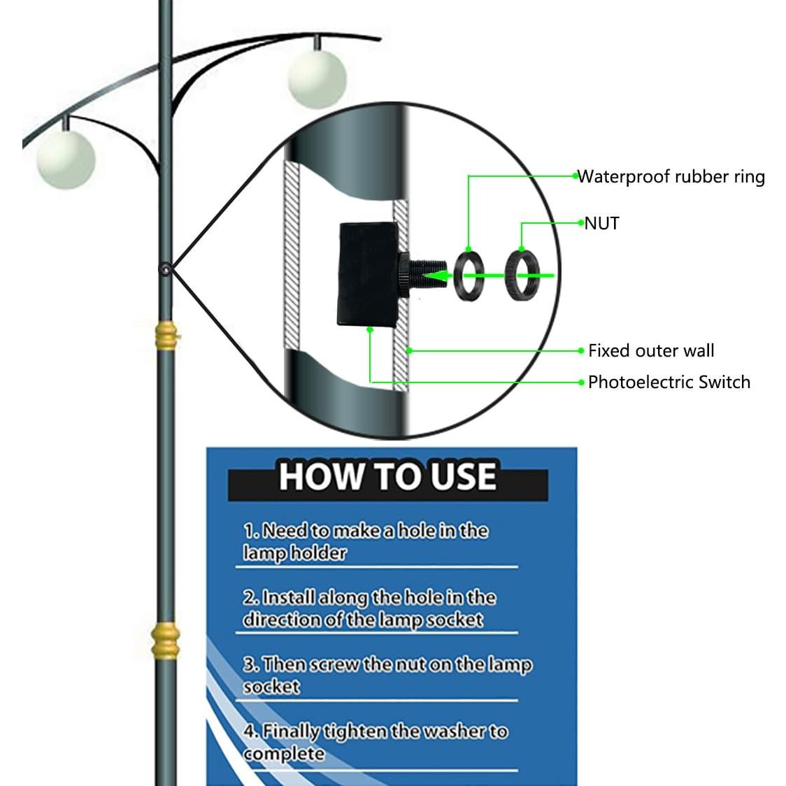 Sensor de Luz Fotocélula Meskliu SR-05 105V-130V CA 5A