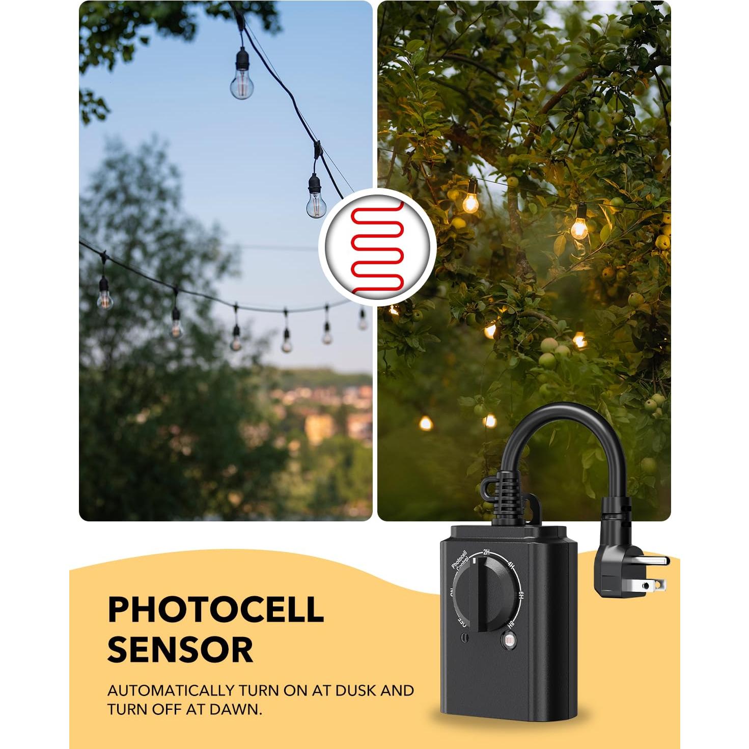 Temporizador de Luz Exterior BN-LINK con Sensor Fotocélula 15A