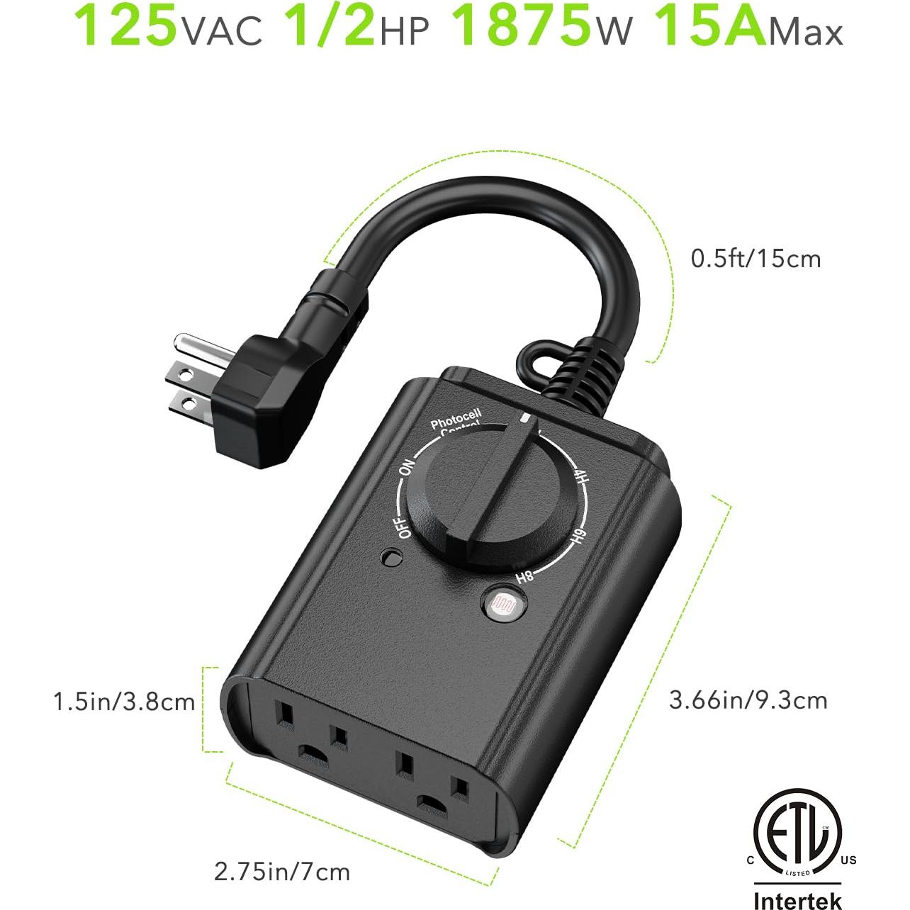 Temporizador de Luz Exterior BN-LINK con Sensor Fotocélula 15A