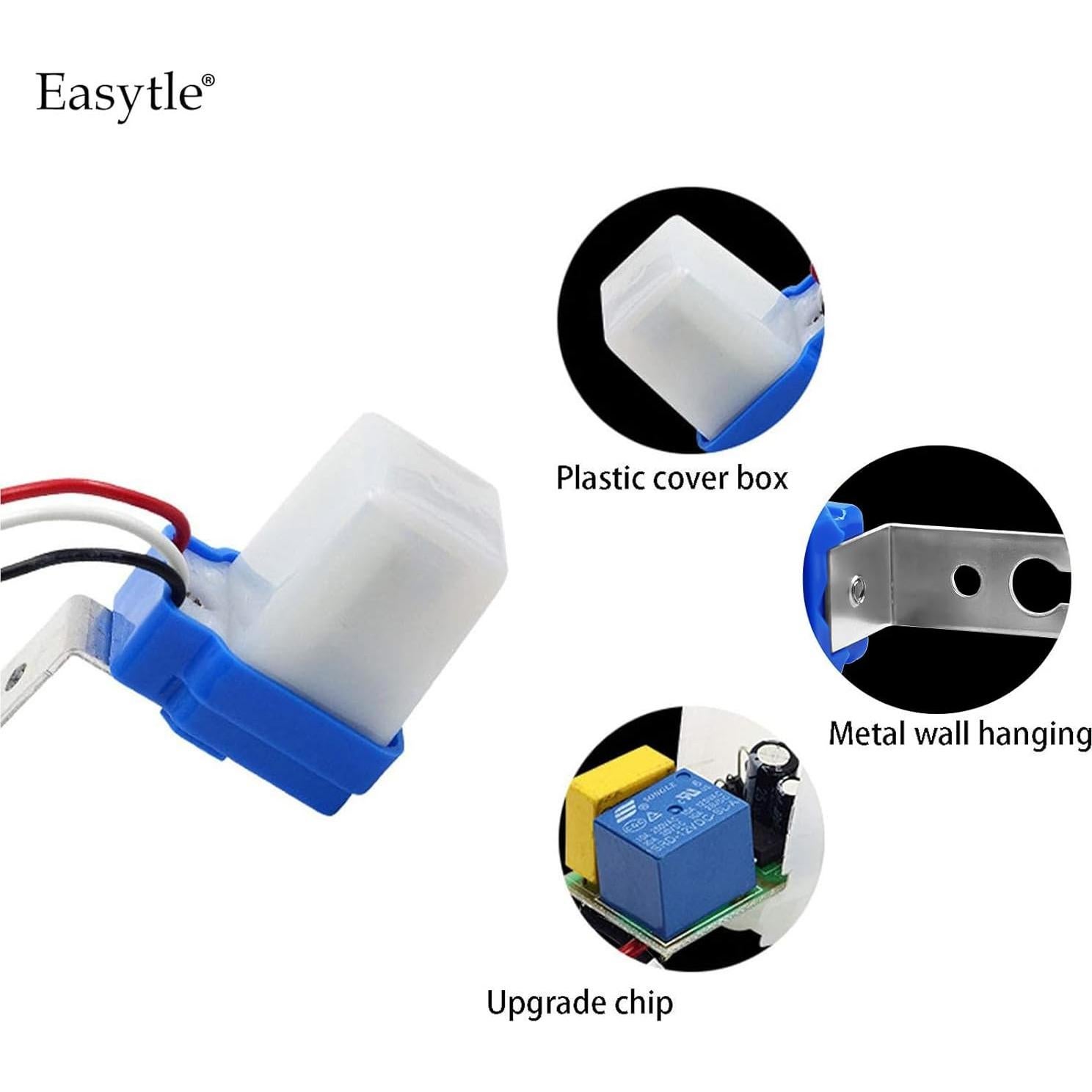 Paquete de 2 Interruptores de Luz Fotocélula Easytle 12V 10A