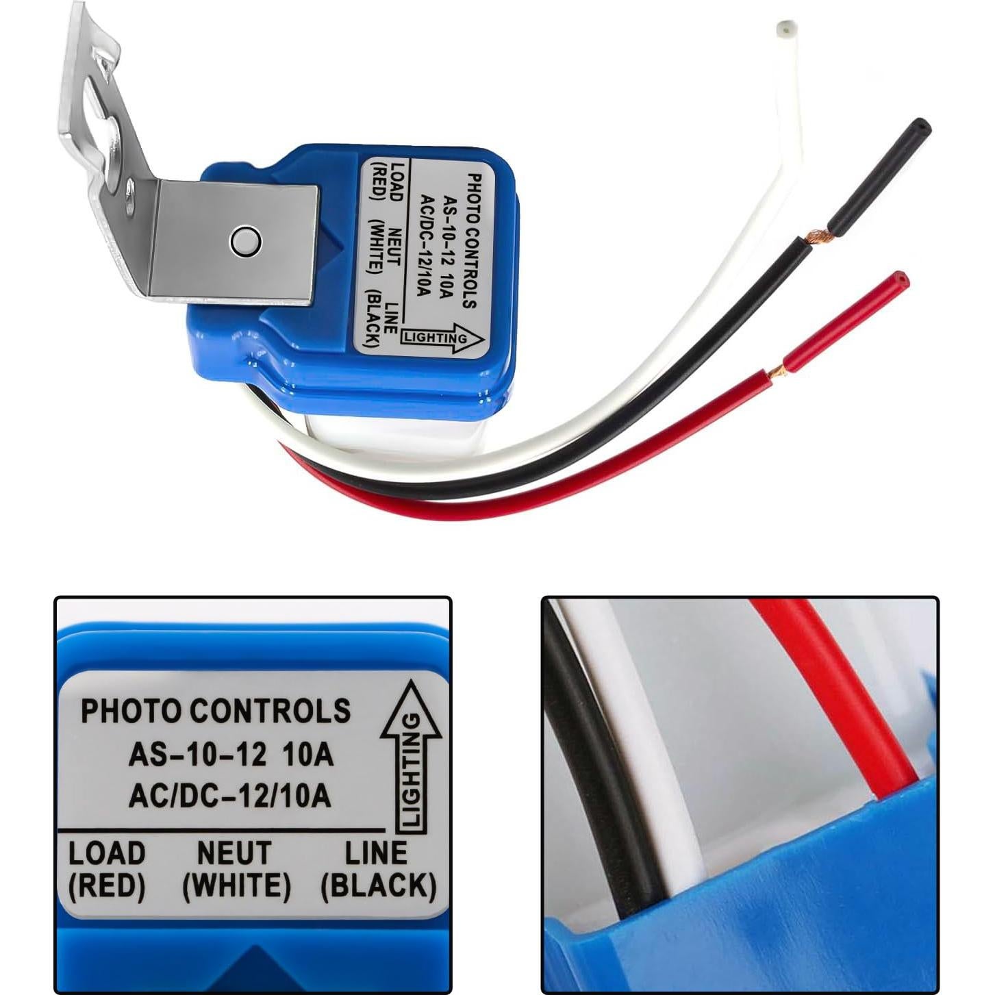 Paquete de 2 Interruptores de Luz Fotocélula Easytle 12V 10A