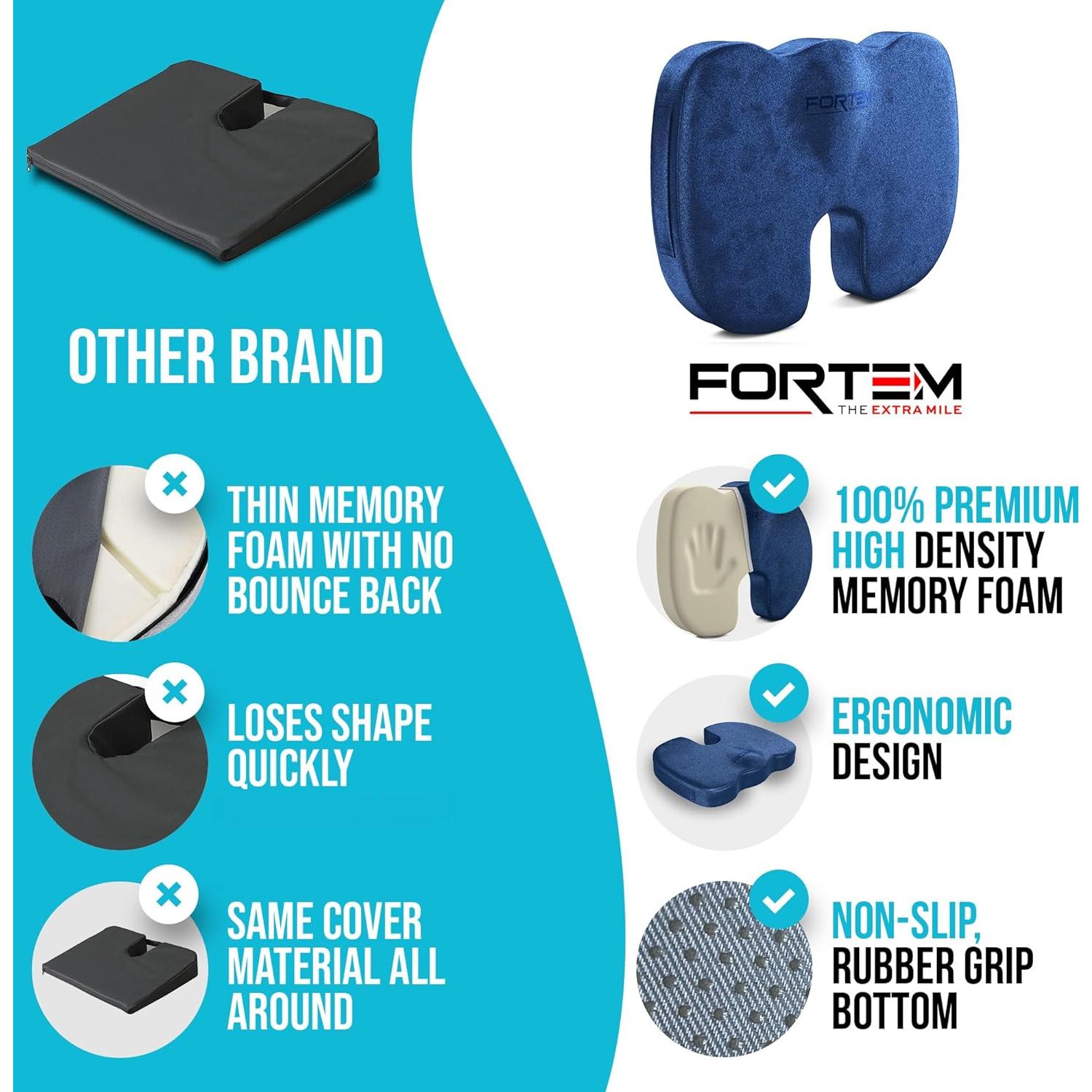 Cojín de Asiento y Almohada Lumbar FORTEM Espuma Memoria