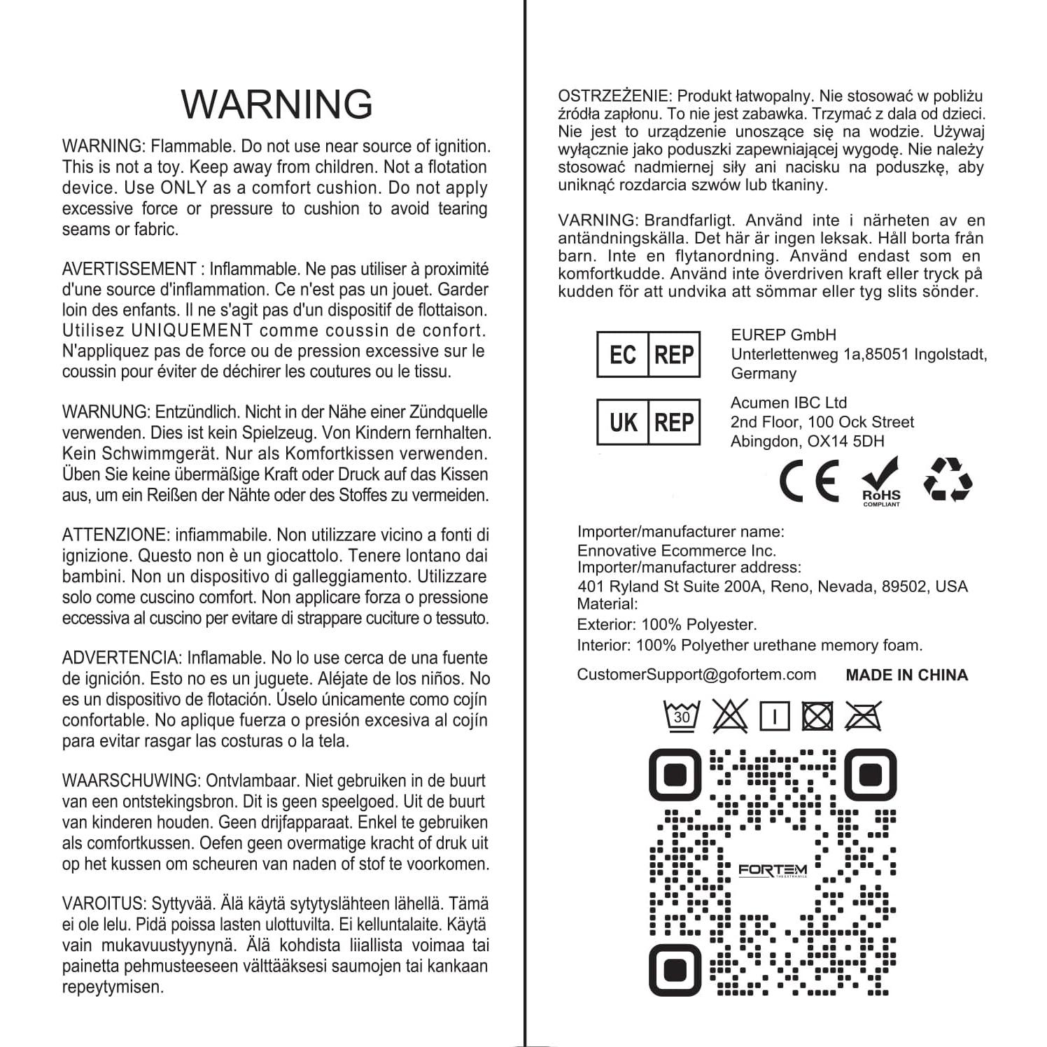 Cojín de Asiento y Almohada Lumbar FORTEM Espuma Memoria