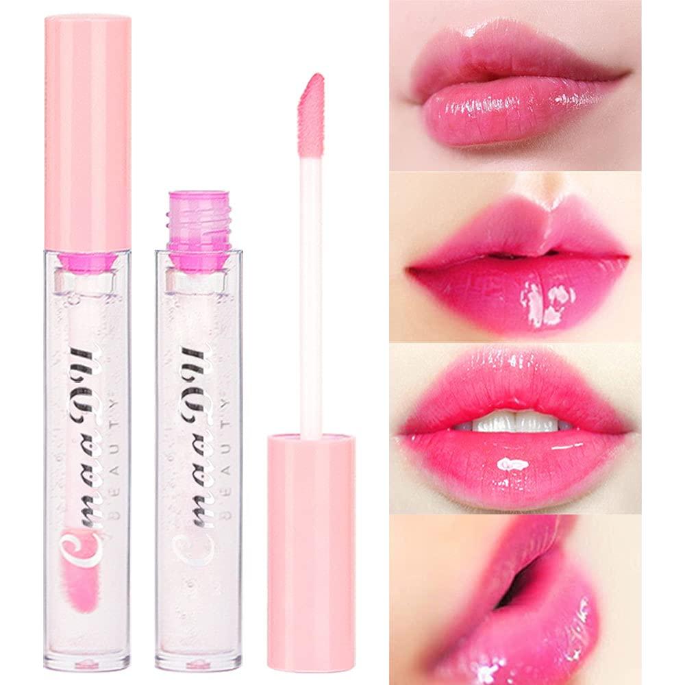 BINGBRUSH 2 Pcs Brillo Labial Cambiante Color Rosa Hidratante