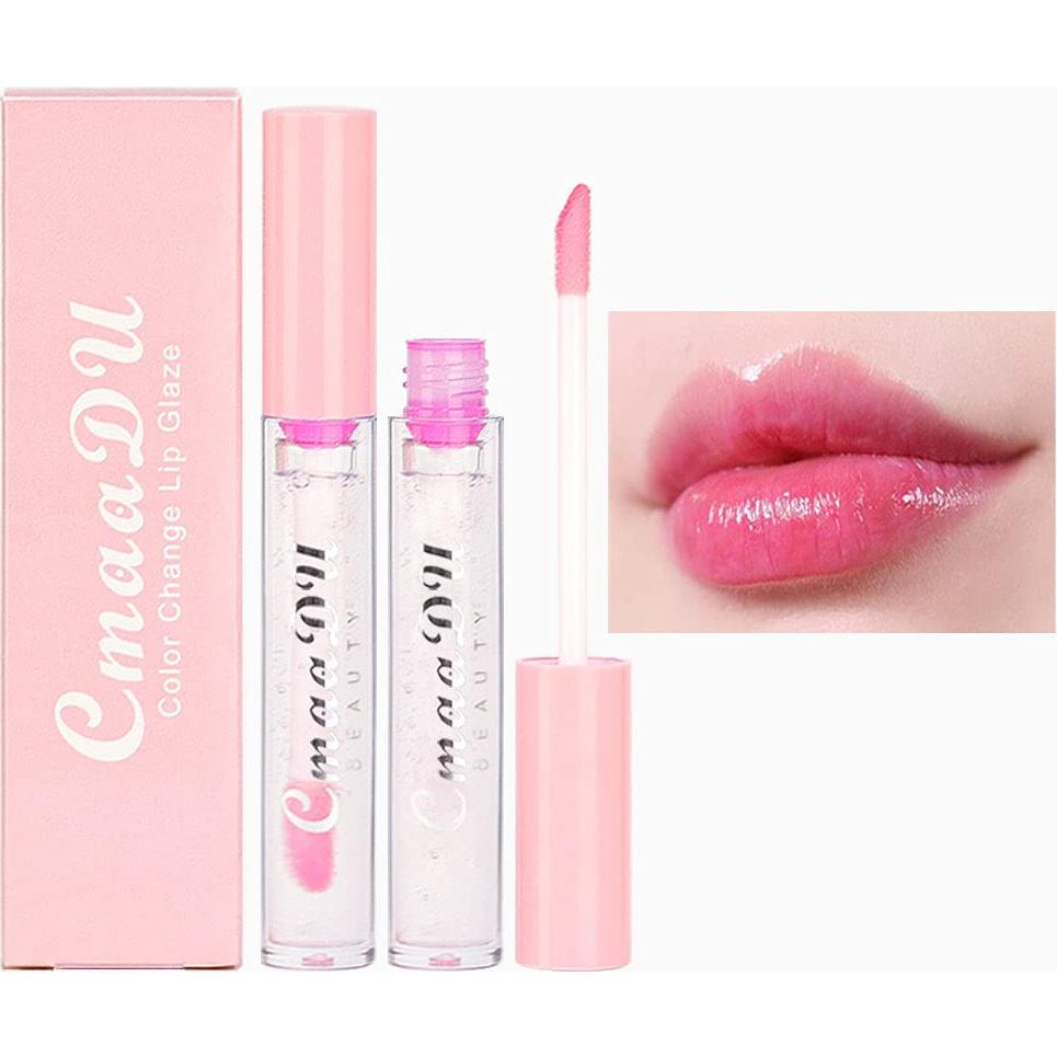 BINGBRUSH 2 Pcs Brillo Labial Cambiante Color Rosa Hidratante
