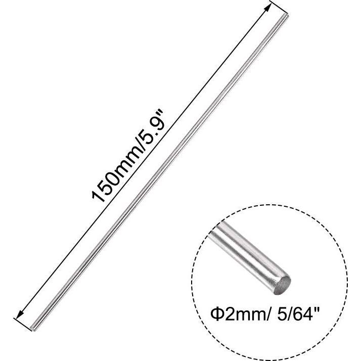 Varilla Redonda Sólida de Acero Inoxidable 304 Uxcell - 10pcs 2mm x 150mm