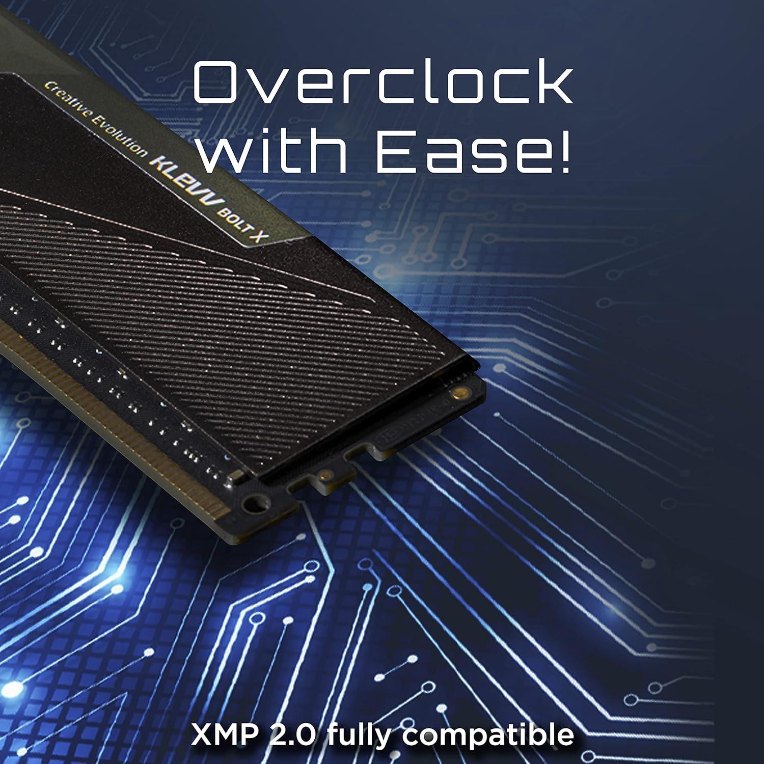 KLEVV Bolt X DDR4 16GB (2x8GB) 3200MHz CL16 1.35V Gaming Desktop Ram Memory SK Hynix Chip XMP 2.0 Ready (KD48GU880-32A160U)