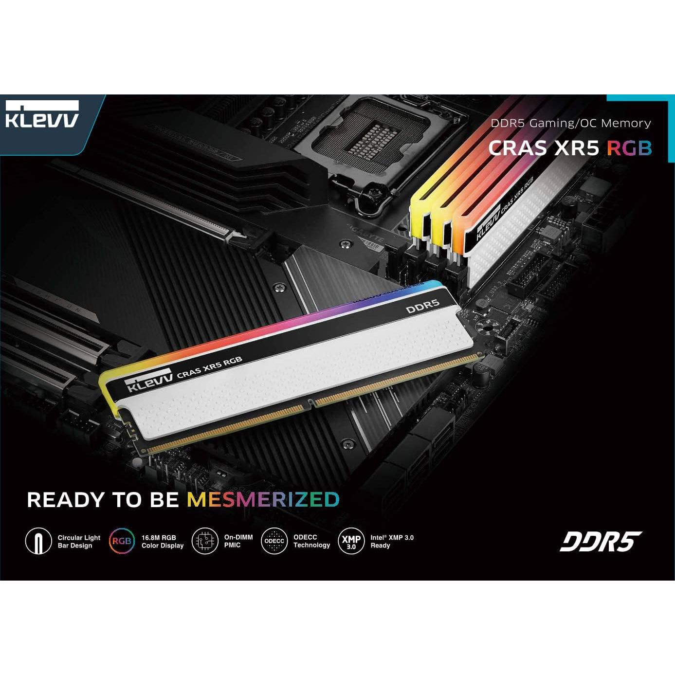 KLEVV CRAS XR5 RGB DDR5 32GB (2x16GB) 7000MHz CL36 A-DIE 1.4V Gaming Desktop Ram Memory SK Hynix Chip XMP 3.0 Ready (KD5AGUA80-70B360S)