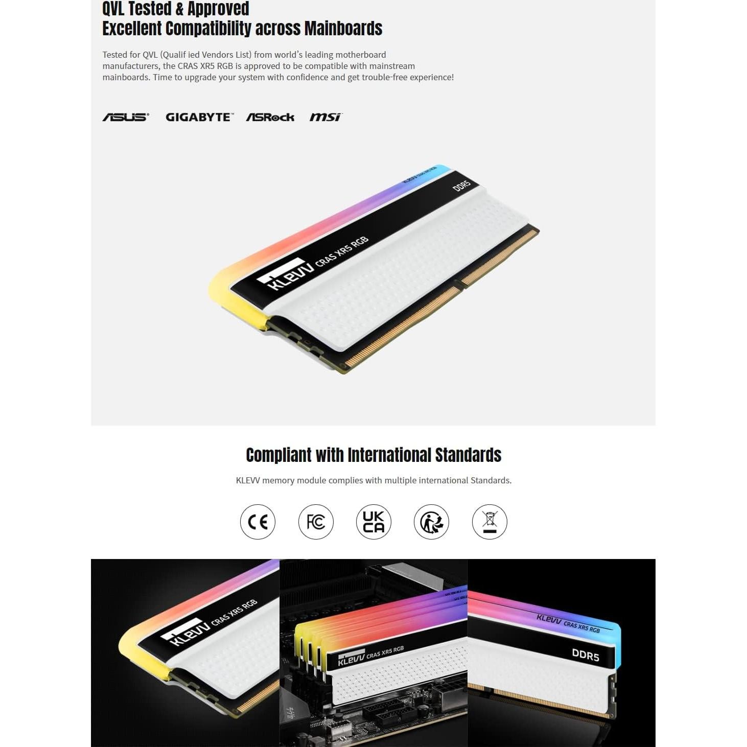 KLEVV CRAS XR5 RGB DDR5 32GB (2x16GB) 7000MHz CL36 A-DIE 1.4V Gaming Desktop Ram Memory SK Hynix Chip XMP 3.0 Ready (KD5AGUA80-70B360S)