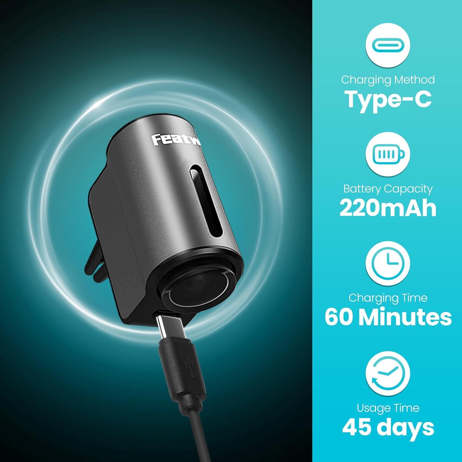 Ambientador de coche Featwell Gris, difusor recargable, 3 modos