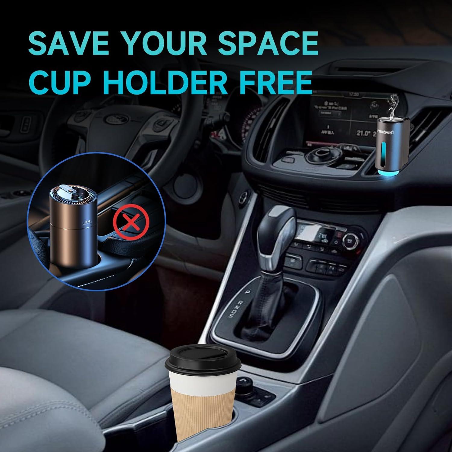 Ambientador de coche Featwell Gris, difusor recargable, 3 modos