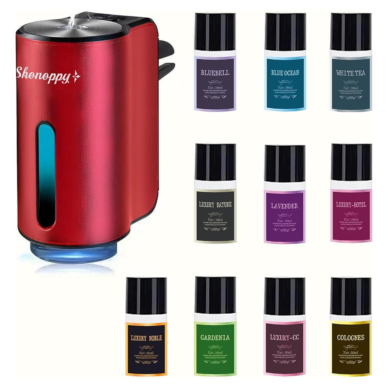 Car Air Freshener Diffuser,Smart Car Aroma Diffuser Air Freshener Spray Automatic with 10PCS Cologne Aromatherapy Oil (Grey)