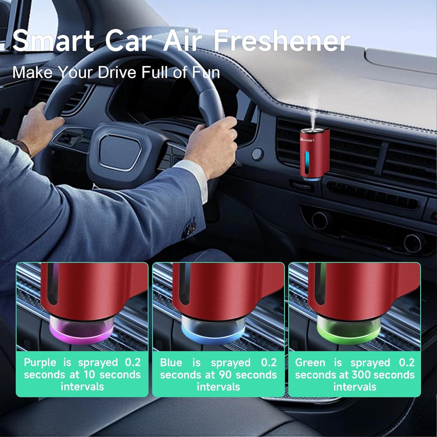 Car Air Freshener Diffuser,Smart Car Aroma Diffuser Air Freshener Spray Automatic with 10PCS Cologne Aromatherapy Oil (Grey)