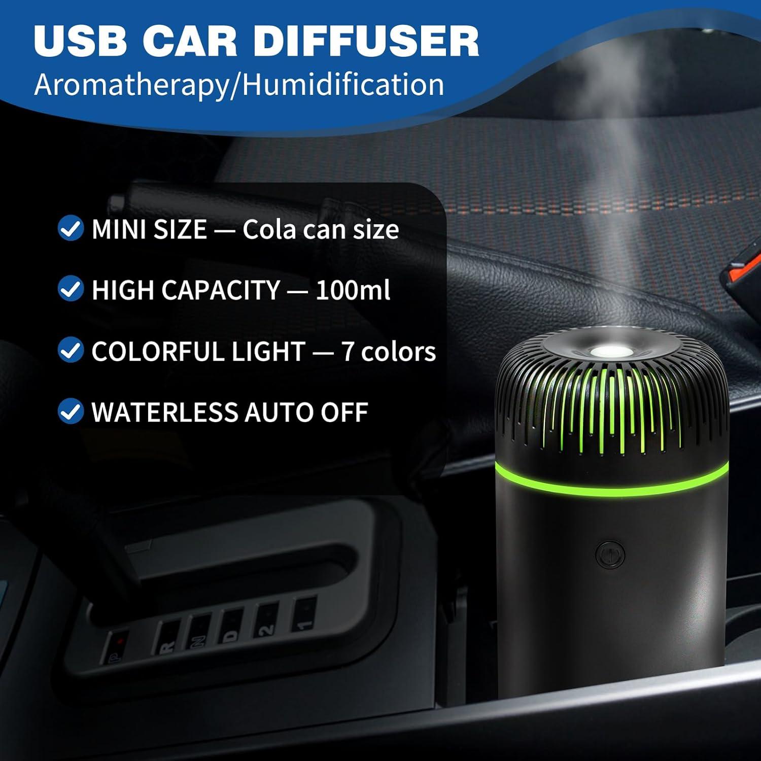 Difusor de Coche Genérico 100ML Ultrasonico USB Negro